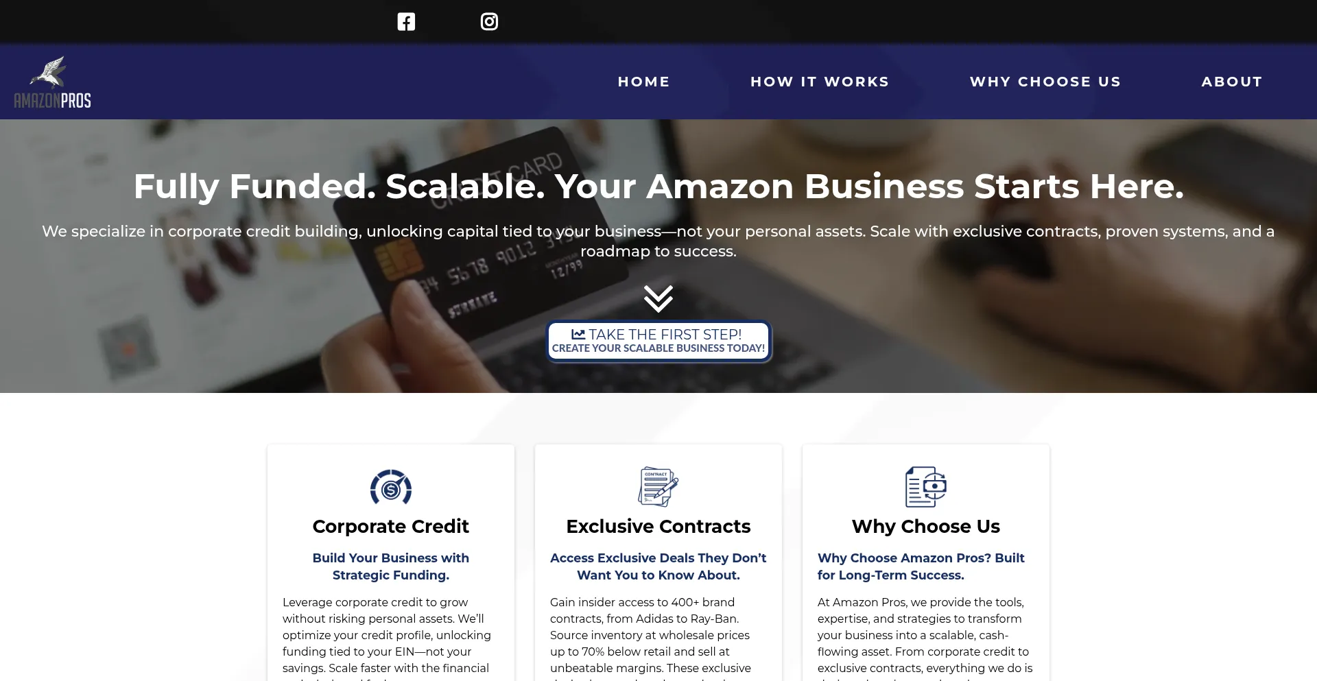 Website screenshot of Amazon-pros.com