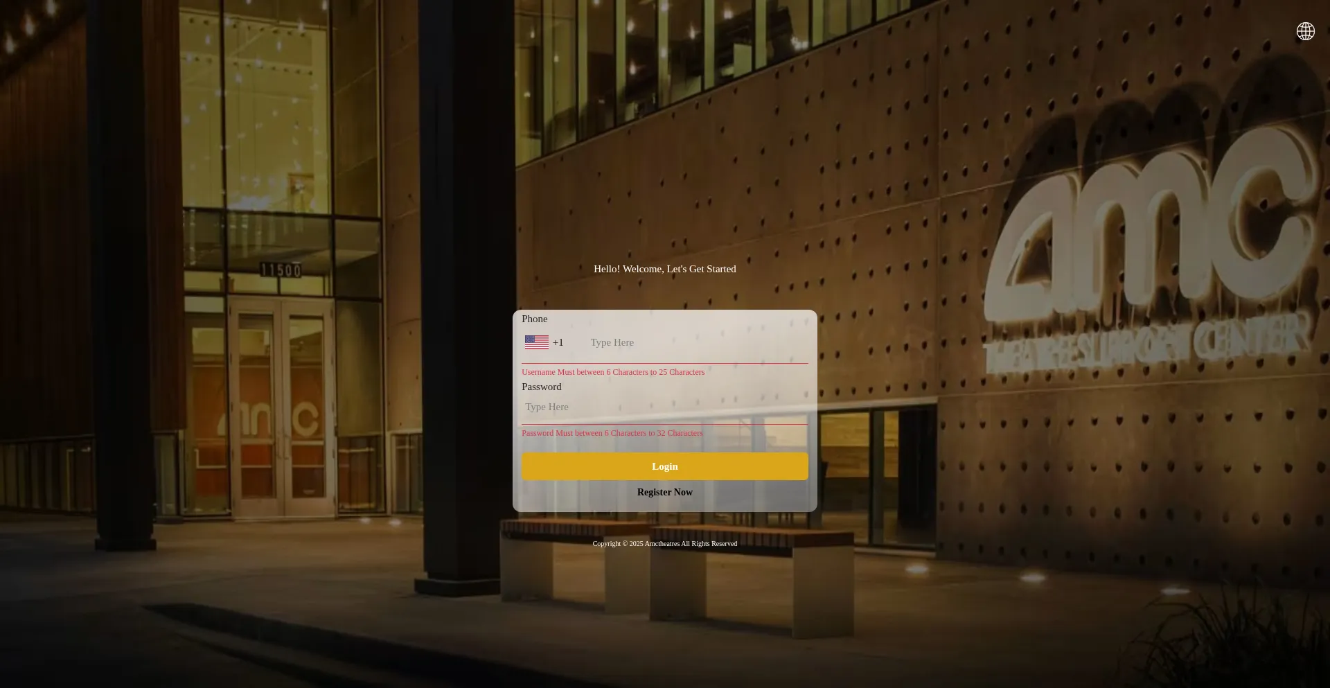 Website screenshot of Amctheatreliu.com
