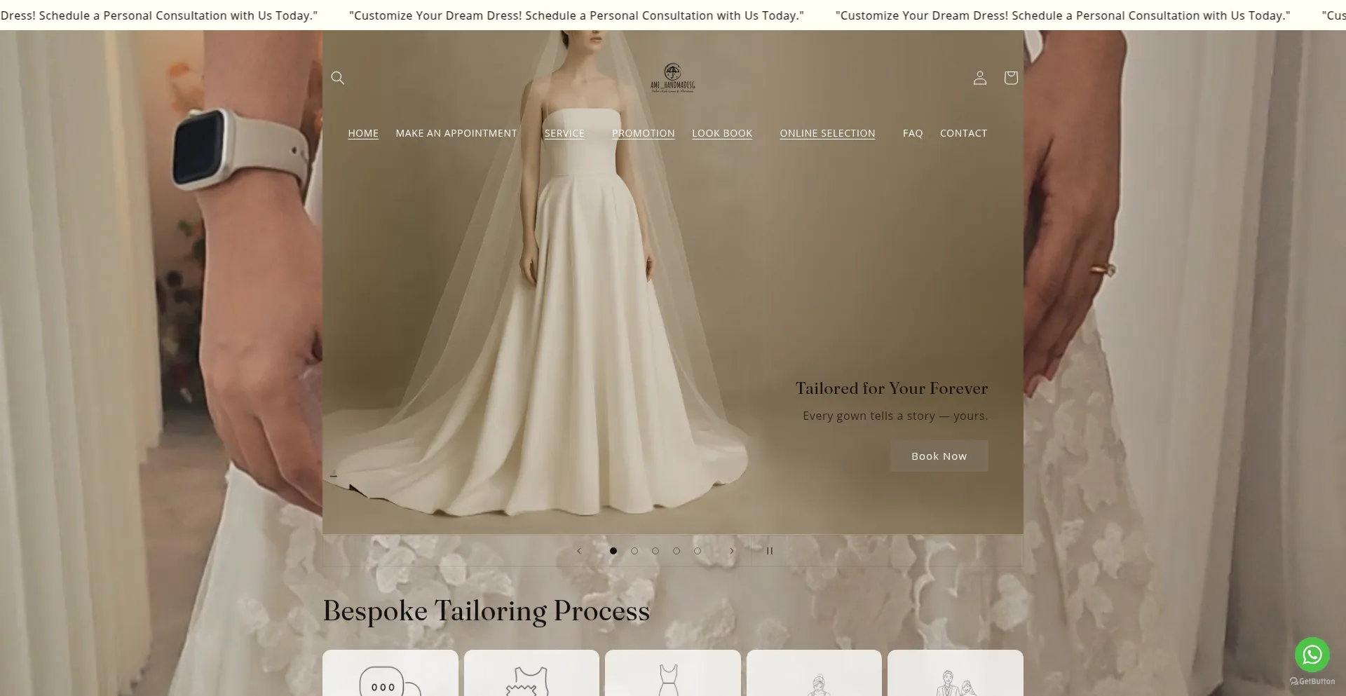 Website screenshot of Amehandmadesg.com