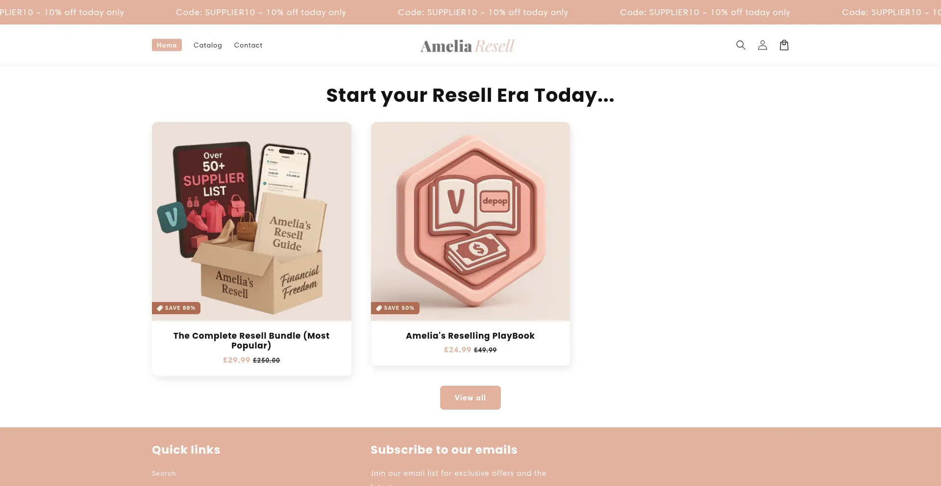 Website screenshot of Ameliaresell.com