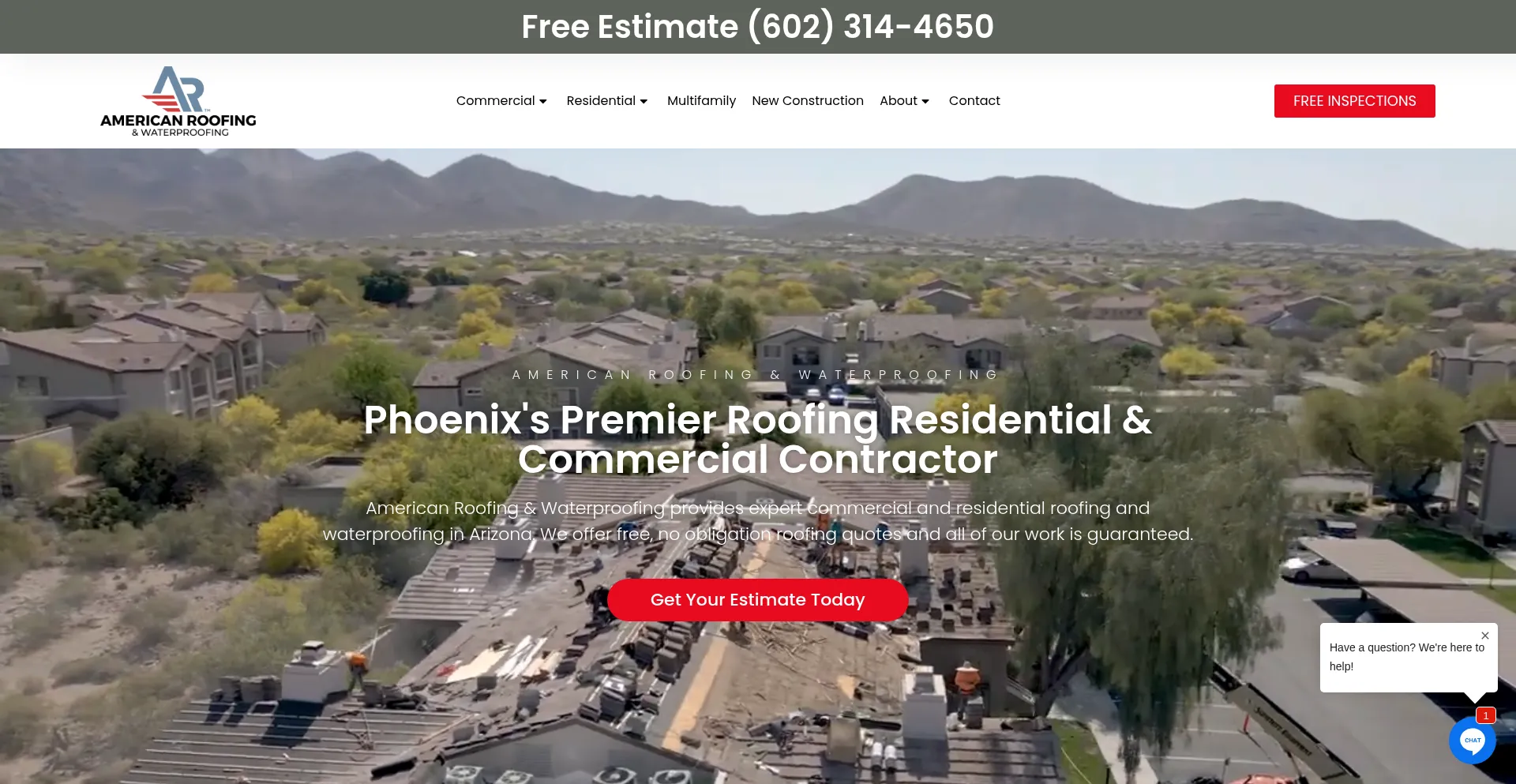 Website screenshot of Americanroofingnow.com
