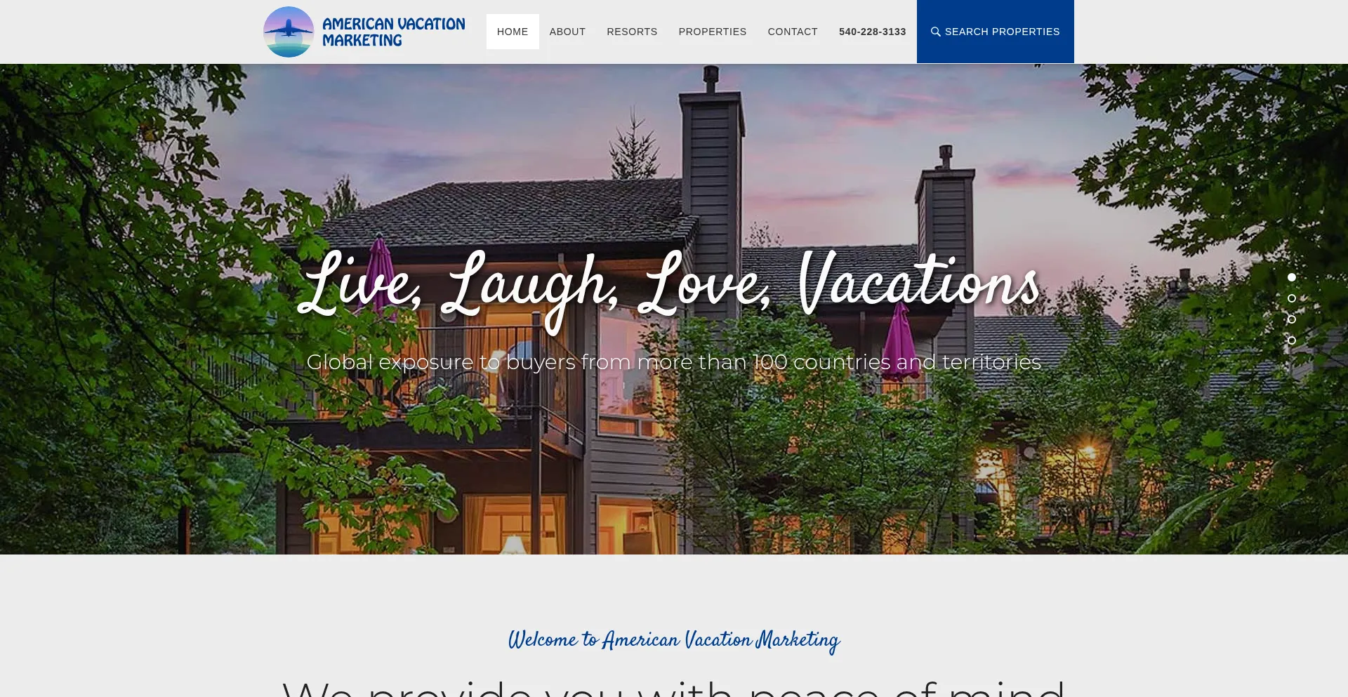 Website screenshot of Americanvacationmarketing.com