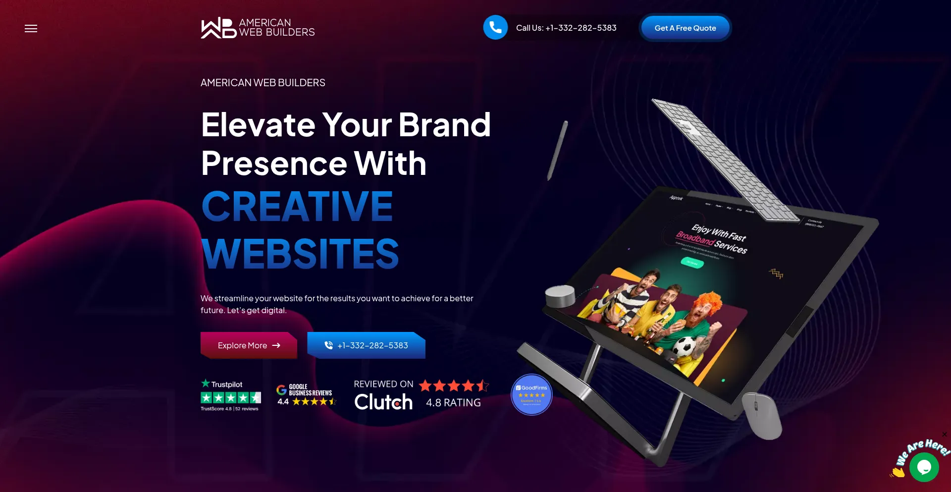 Website screenshot of Americanwebbuilder.com