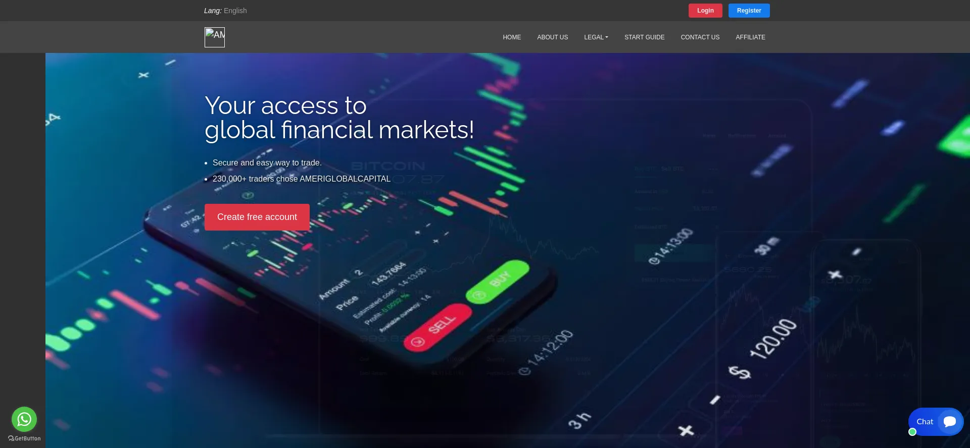 Website screenshot of Ameriglobalcapital.com