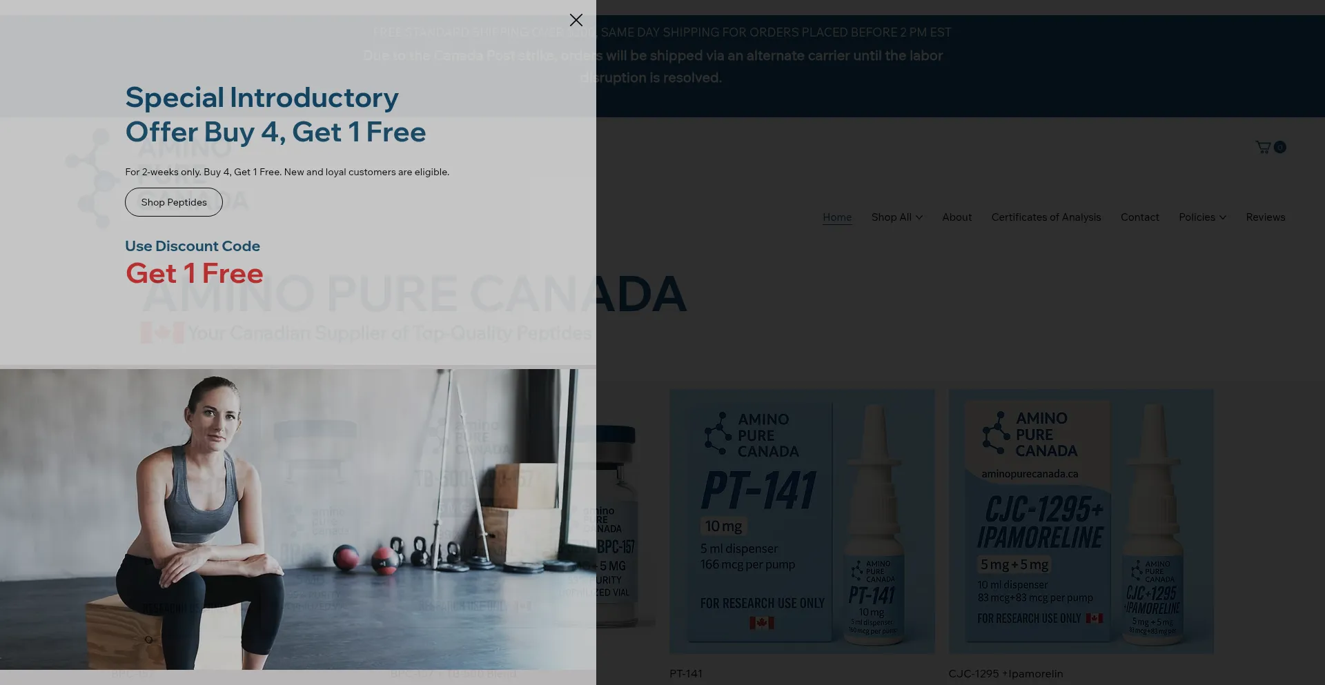 Website screenshot of Aminopurecanada.ca