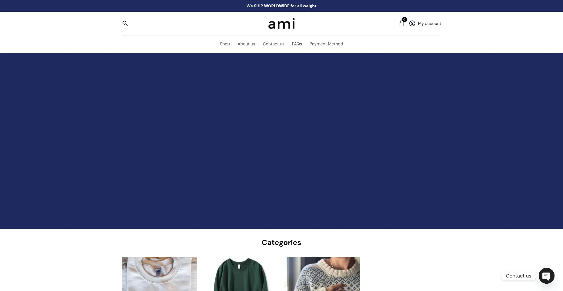 Website screenshot of Amisweater.com