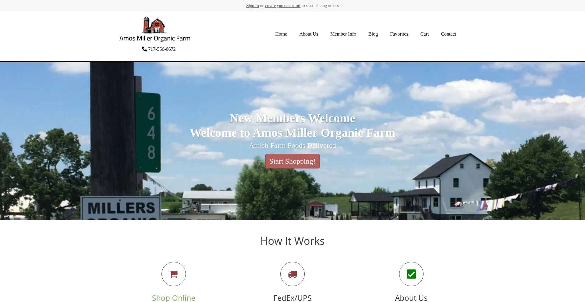 Website screenshot of Amosmillerorganicfarm.com