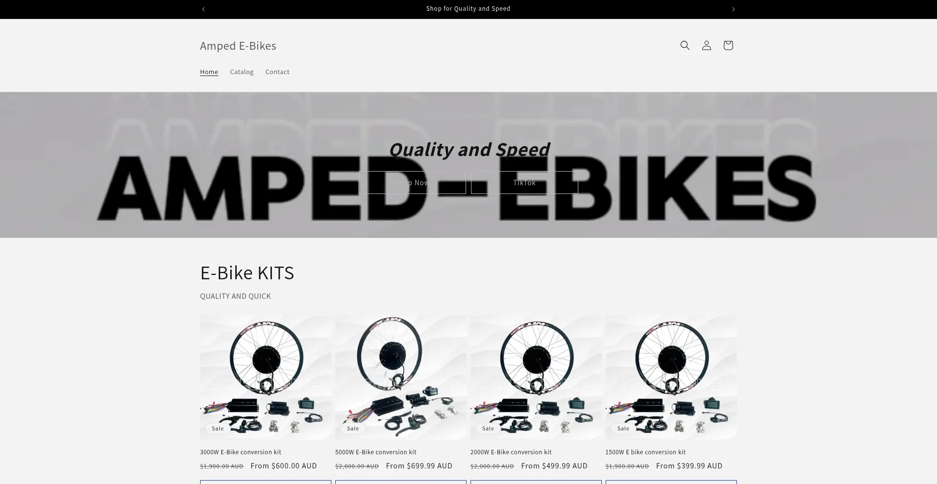 Website screenshot of Ampedebikes.shop
