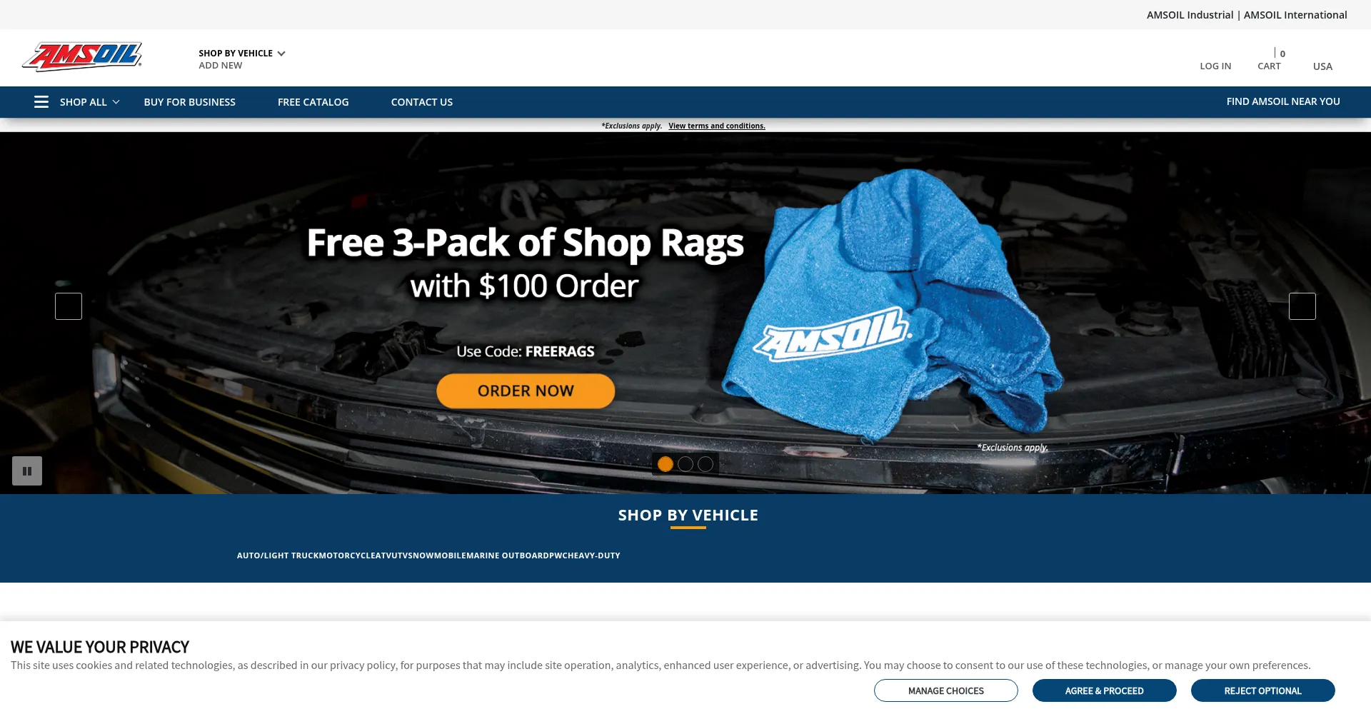 Website screenshot of Amsoil.com