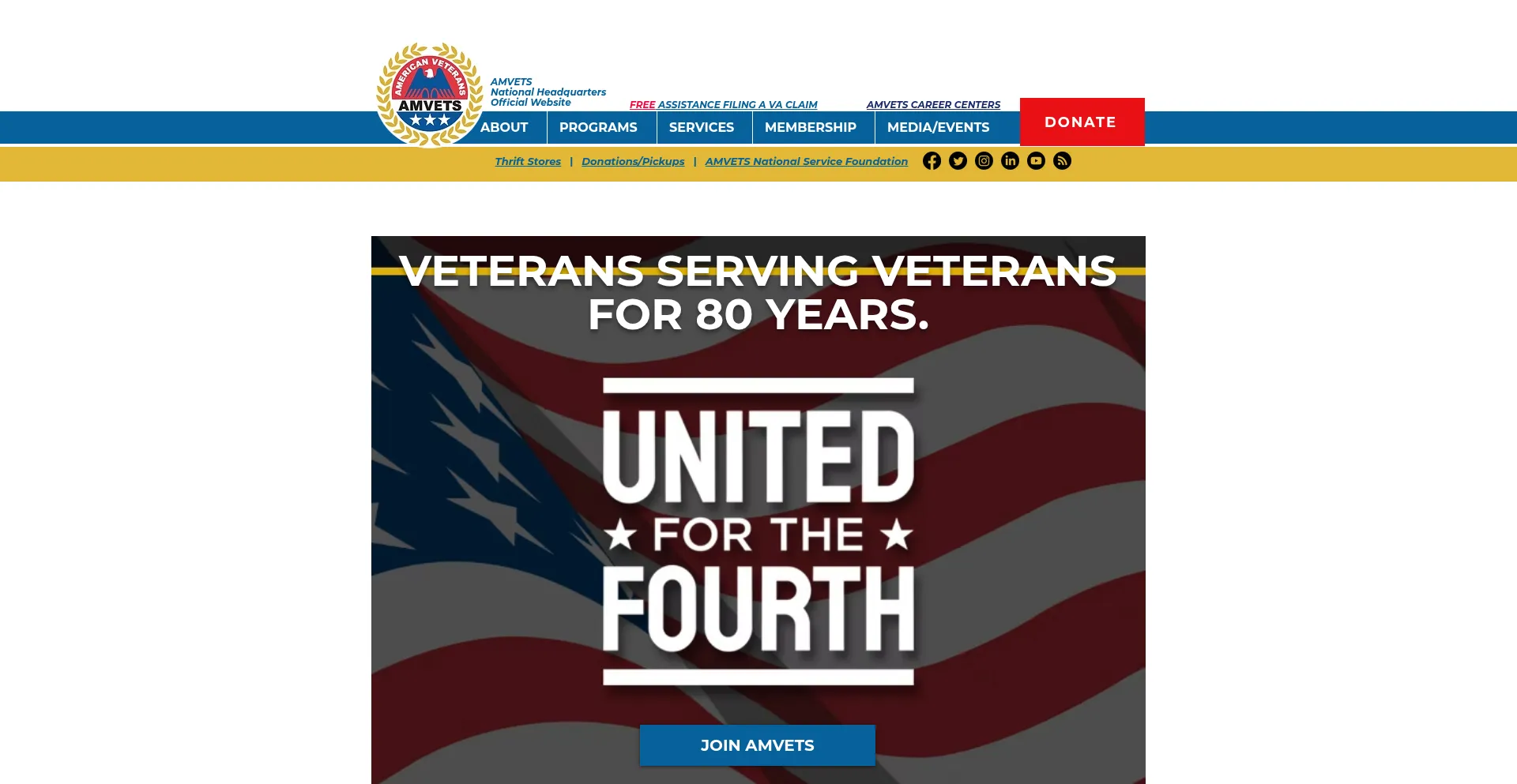 Website screenshot of Amvets.org
