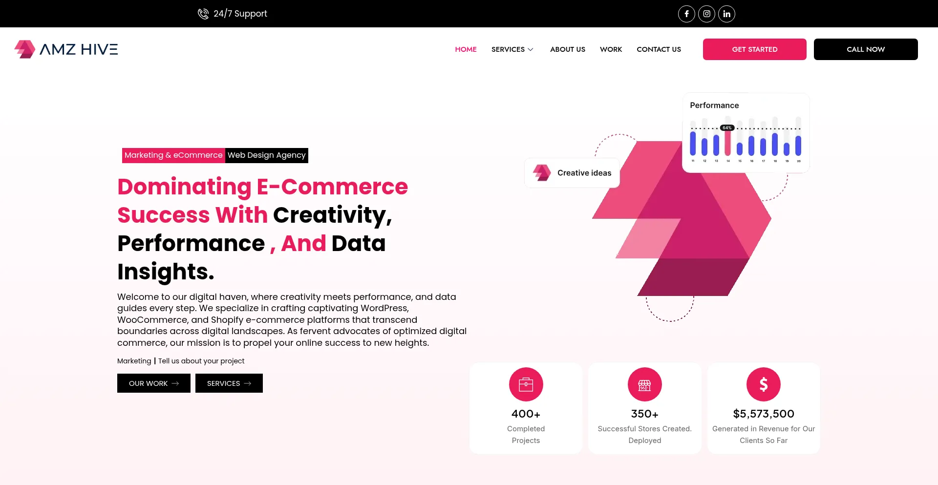 Website screenshot of Amzhive.com