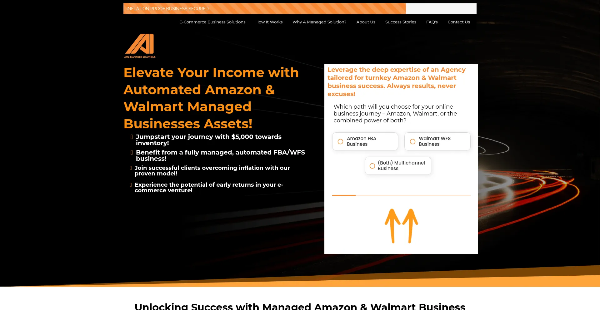 Website screenshot of Amzmanagedsolutions.com