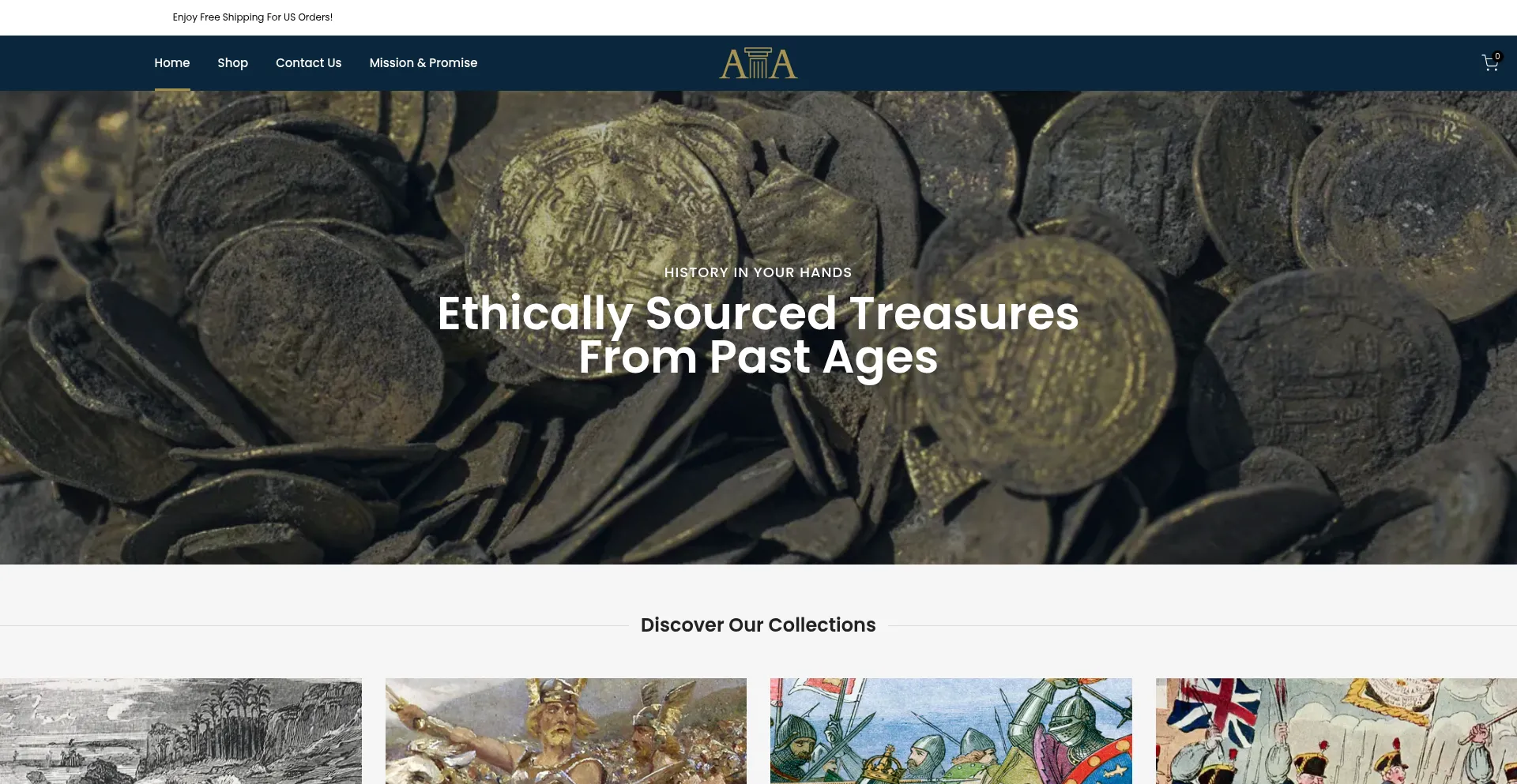 Website screenshot of Ancientartifacts.com