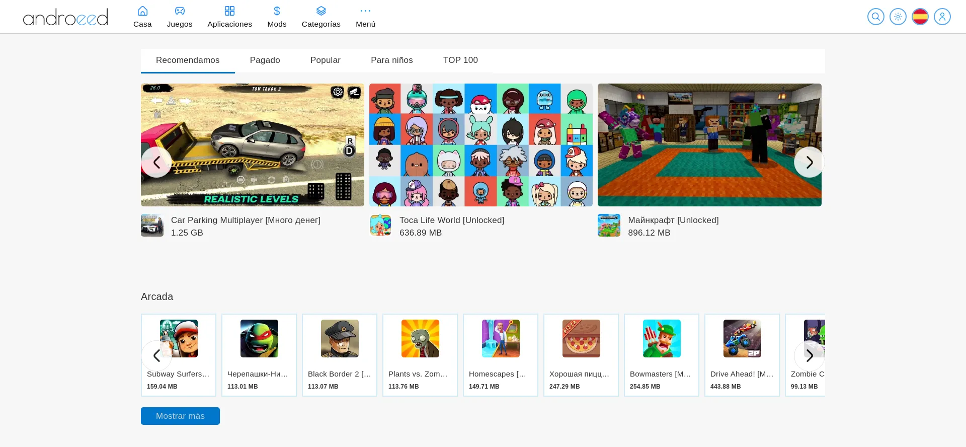 Website screenshot of Androeed.es