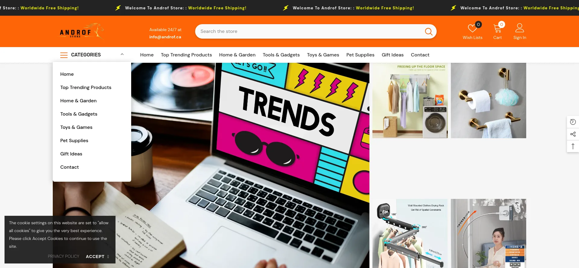 Website screenshot of Androf.shop