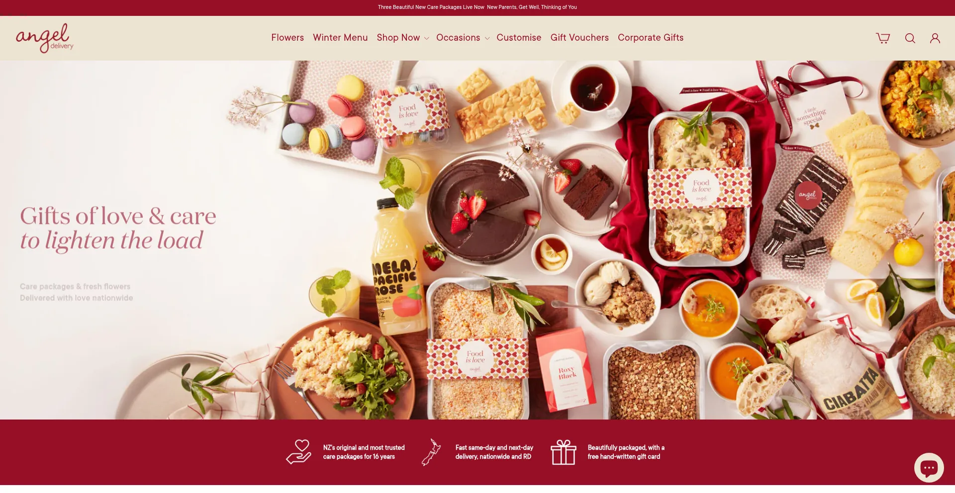 Website screenshot of Angeldelivery.com