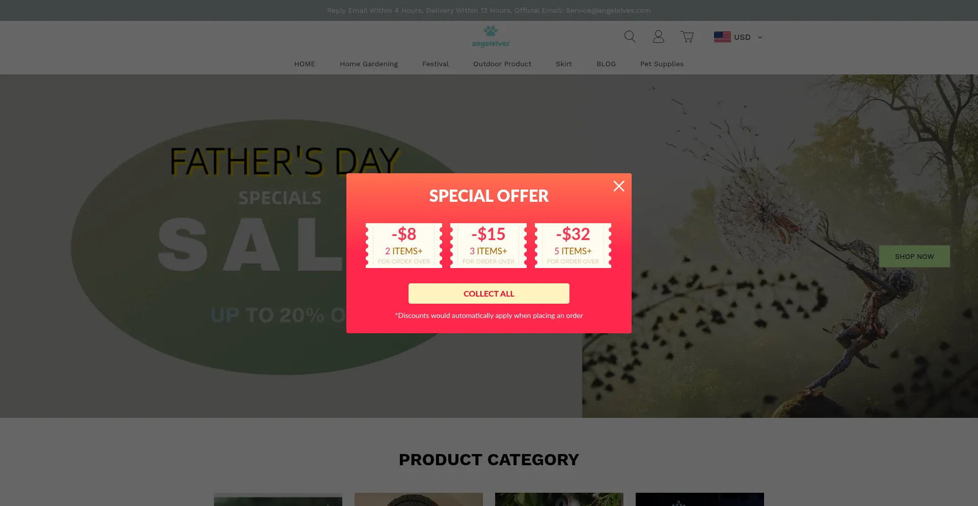 Website screenshot of Angelelves.com