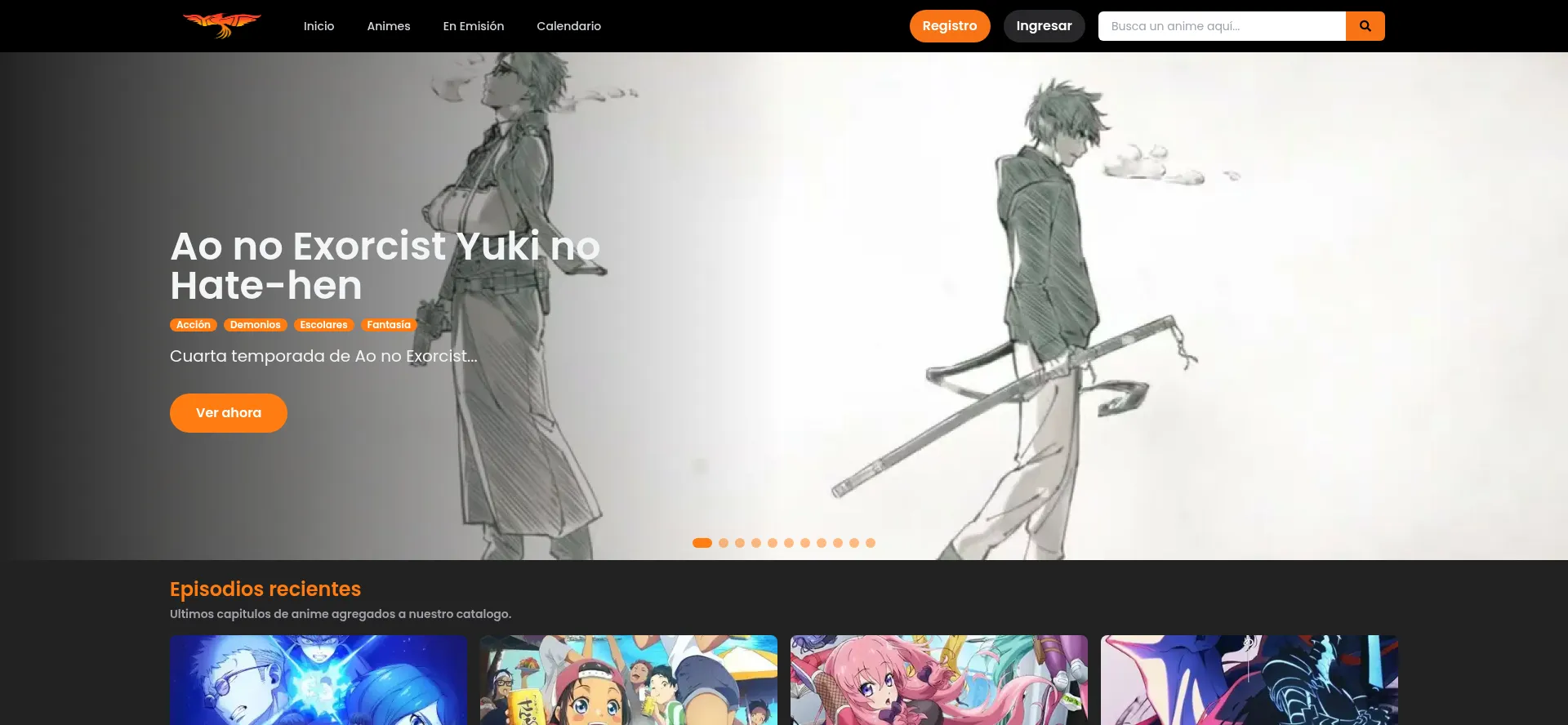 Website screenshot of Animefenix2.tv