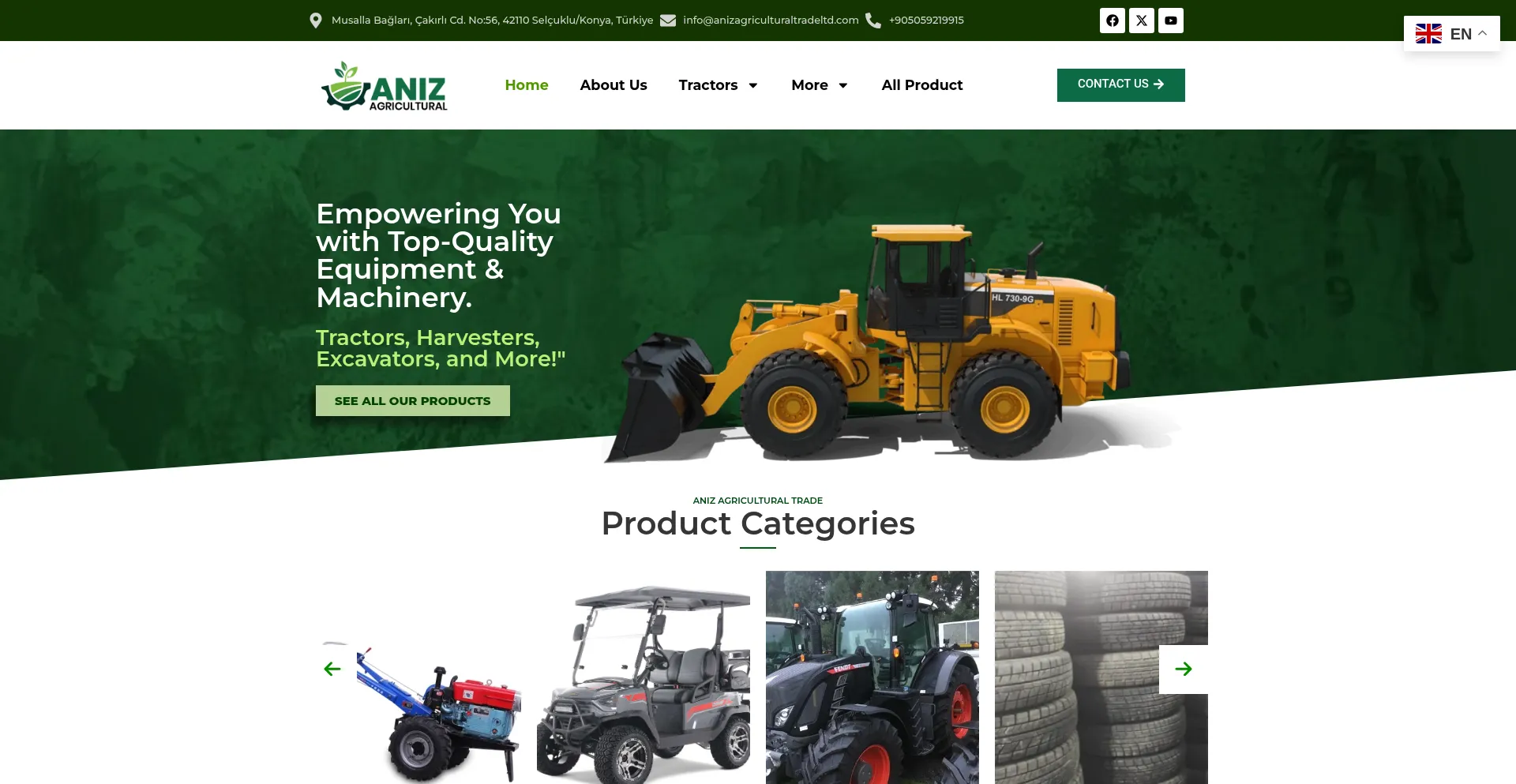 Website screenshot of Anizagriculturaltradeltd.com