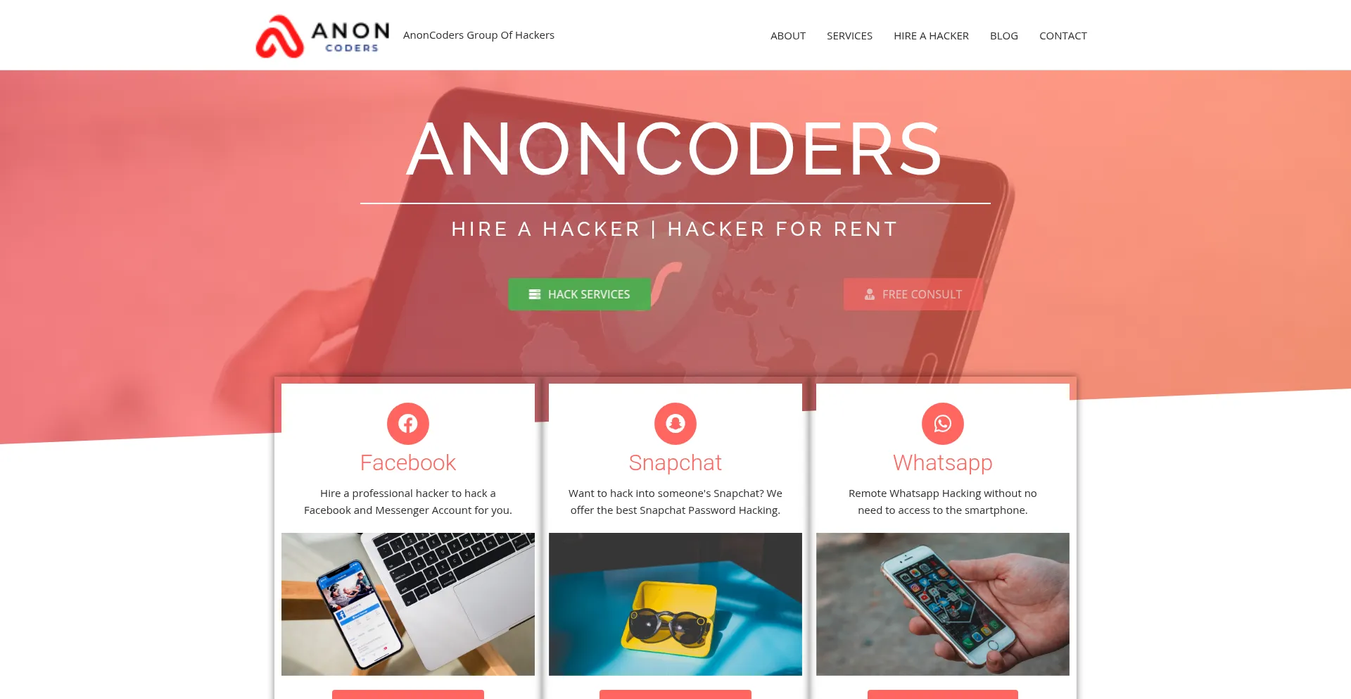 Website screenshot of Anoncoders.com