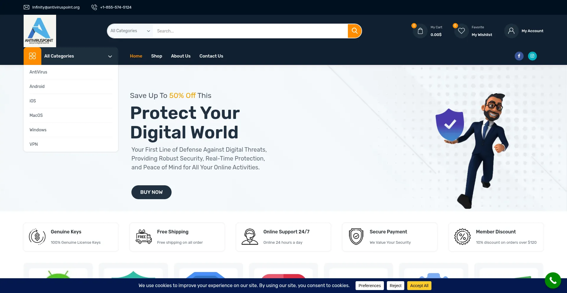 Website screenshot of Antiviruspoint.org
