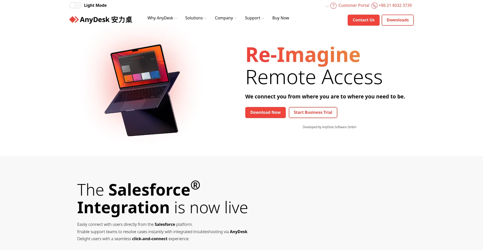 Website screenshot of Anydesk.com.cn