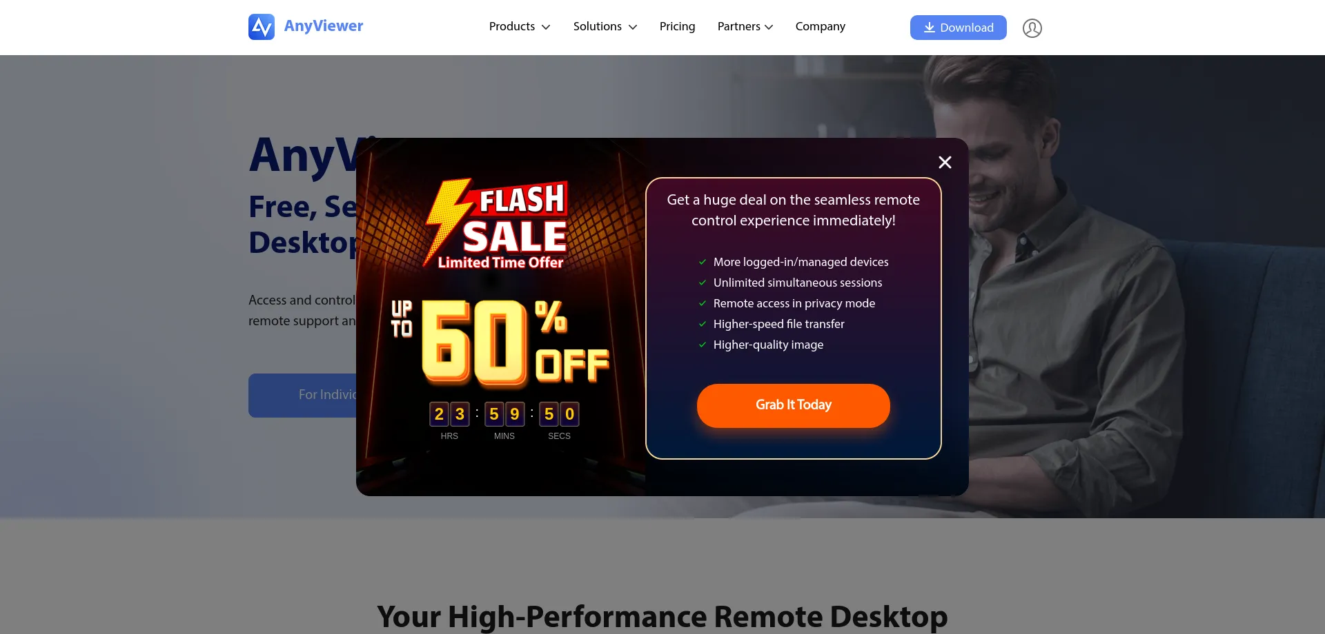 Website screenshot of Anyviewer.com