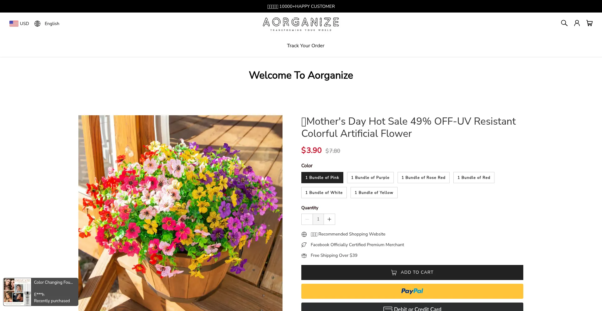 Website screenshot of Aorganize.com