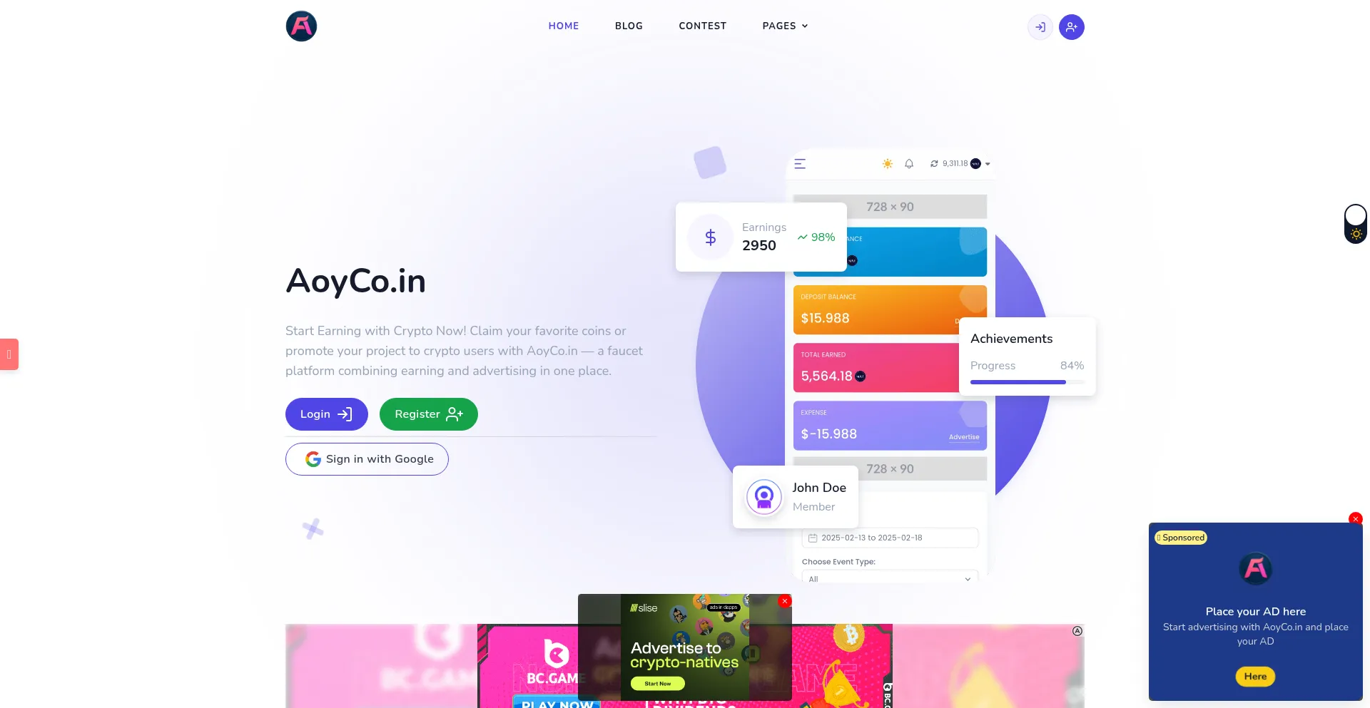 Website screenshot of Aoyco.in