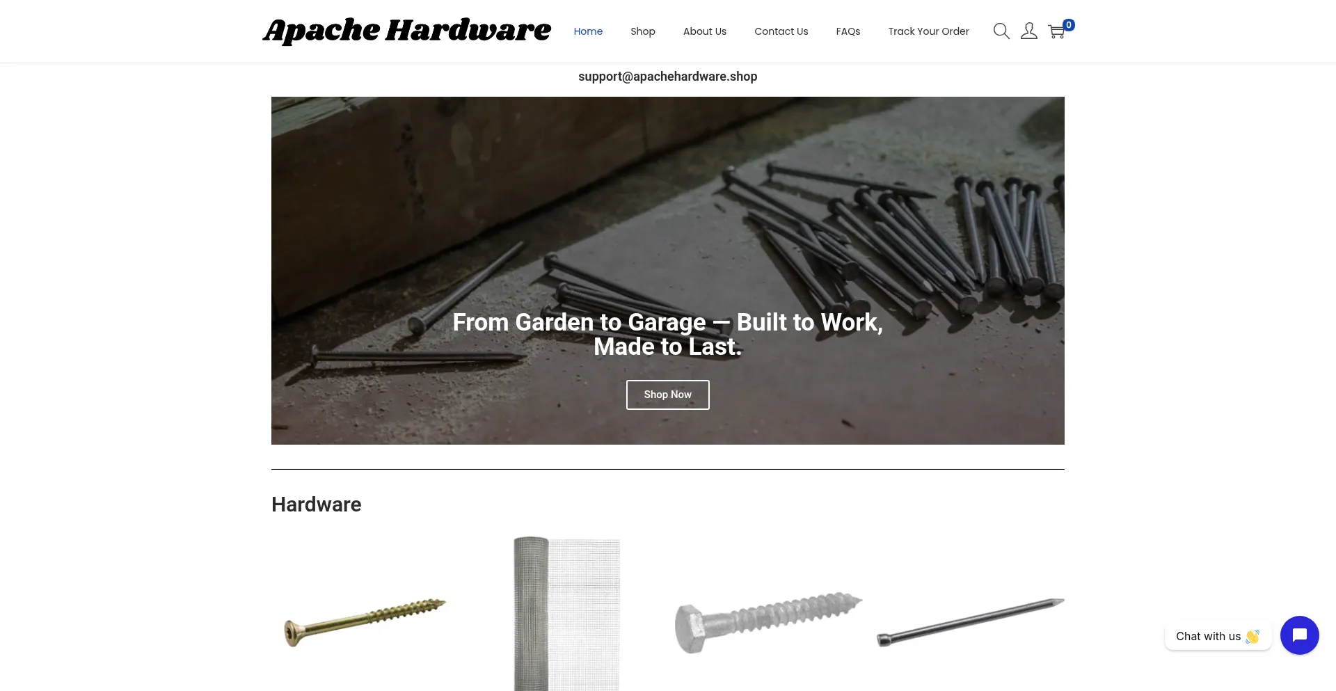 Website screenshot of Apachehardware.shop