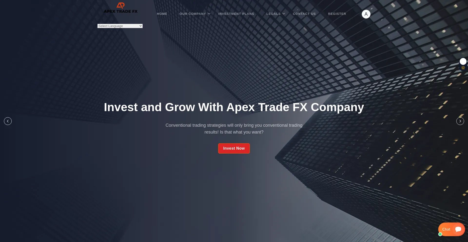 Website screenshot of Apex-tradefx.us