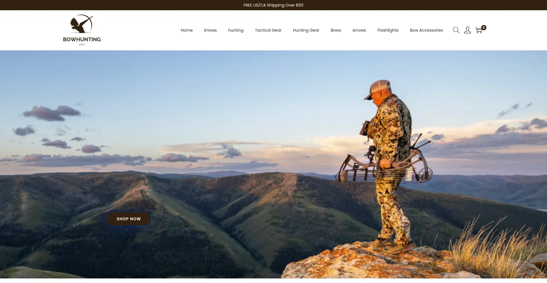 Website screenshot of Apexbowhunting.com
