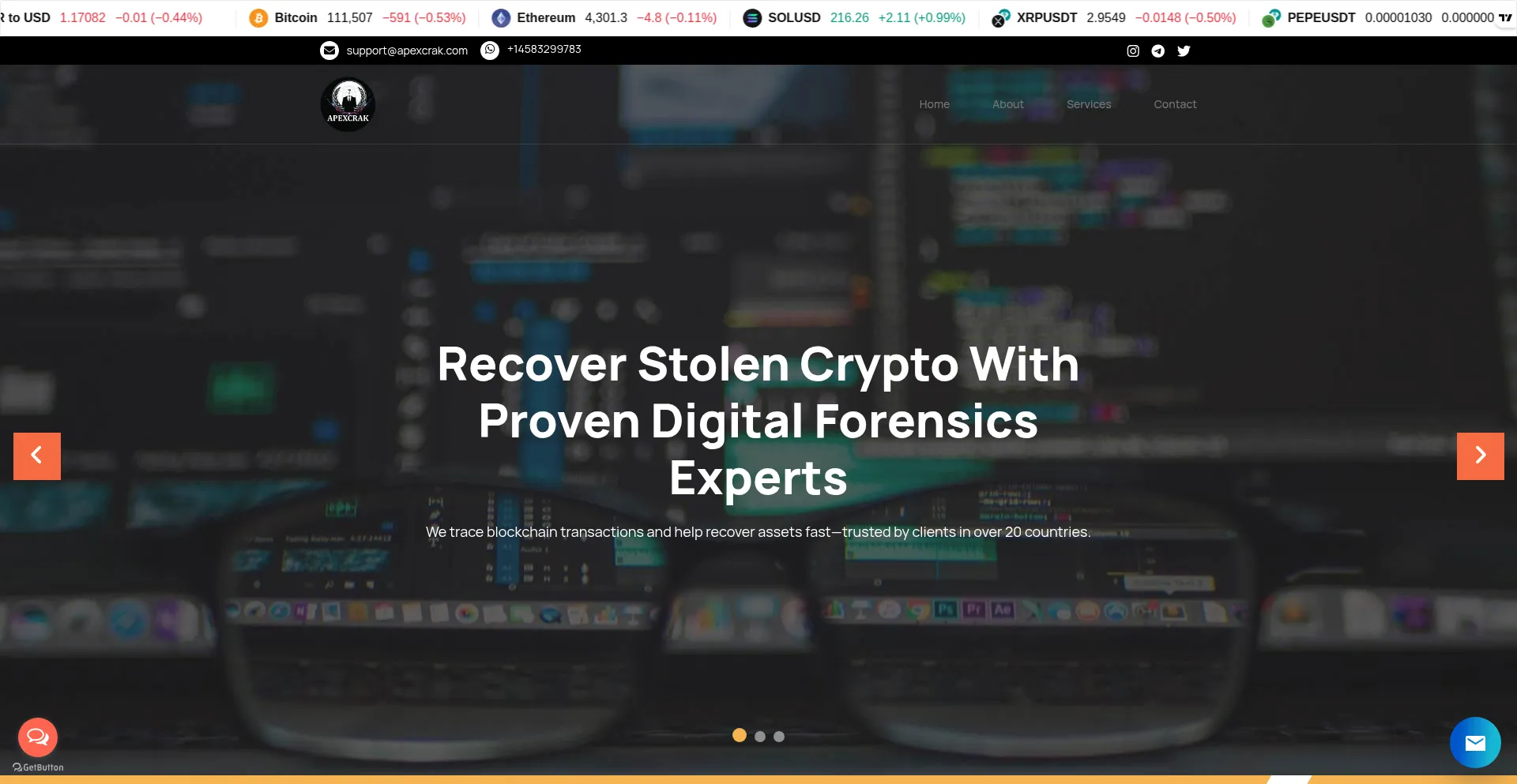 Website screenshot of Apexcrak.com
