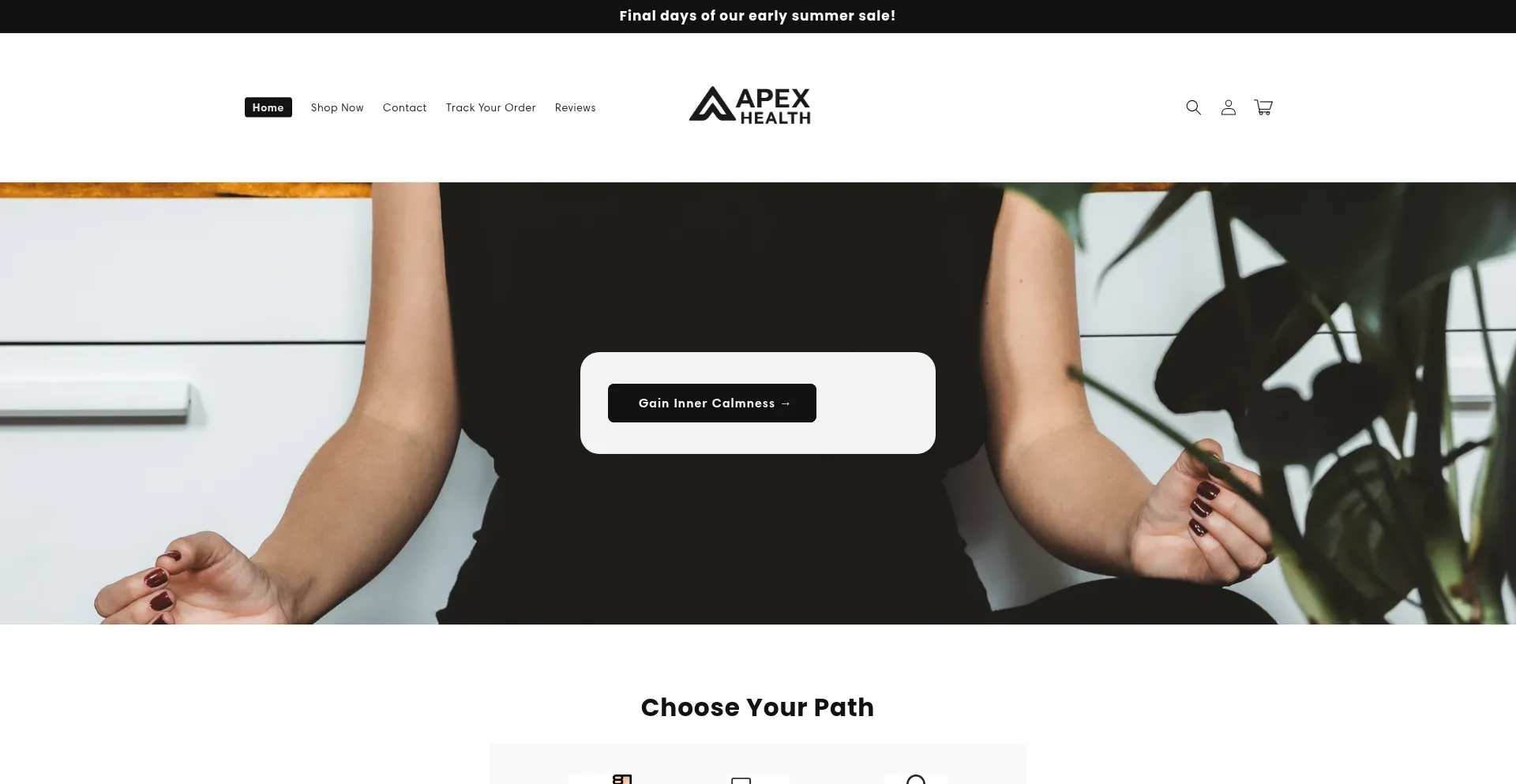 Website screenshot of Apexhealthshop.com