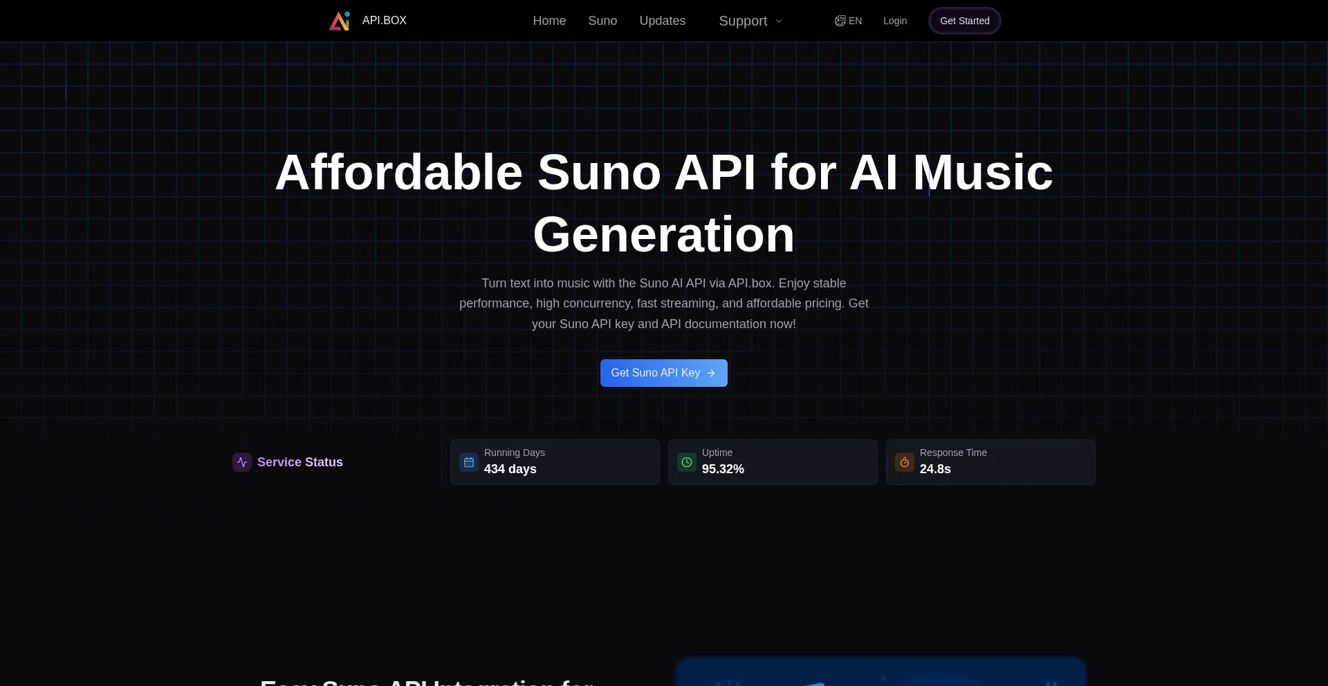 Website screenshot of Api.box