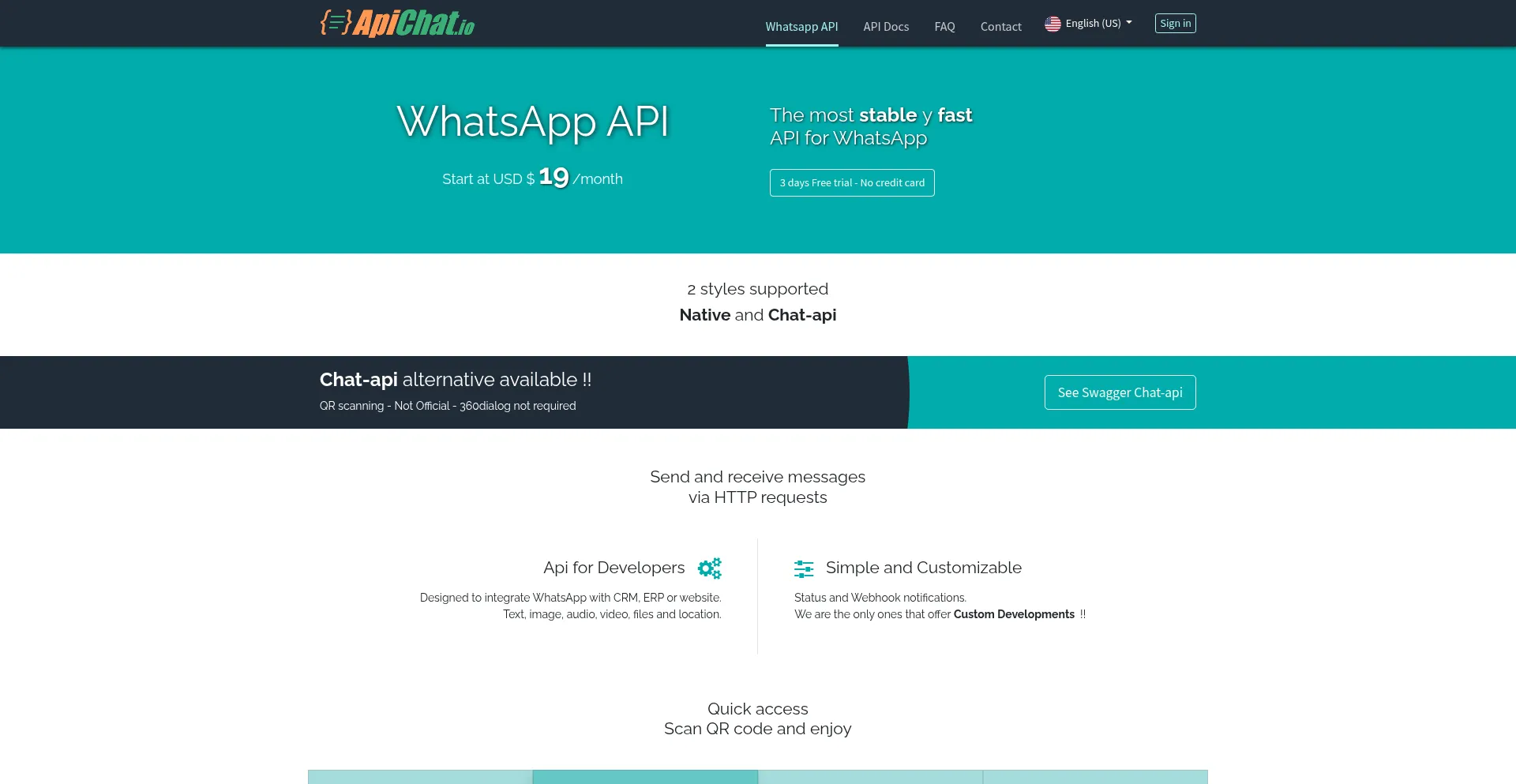 Website screenshot of Api-chat.live