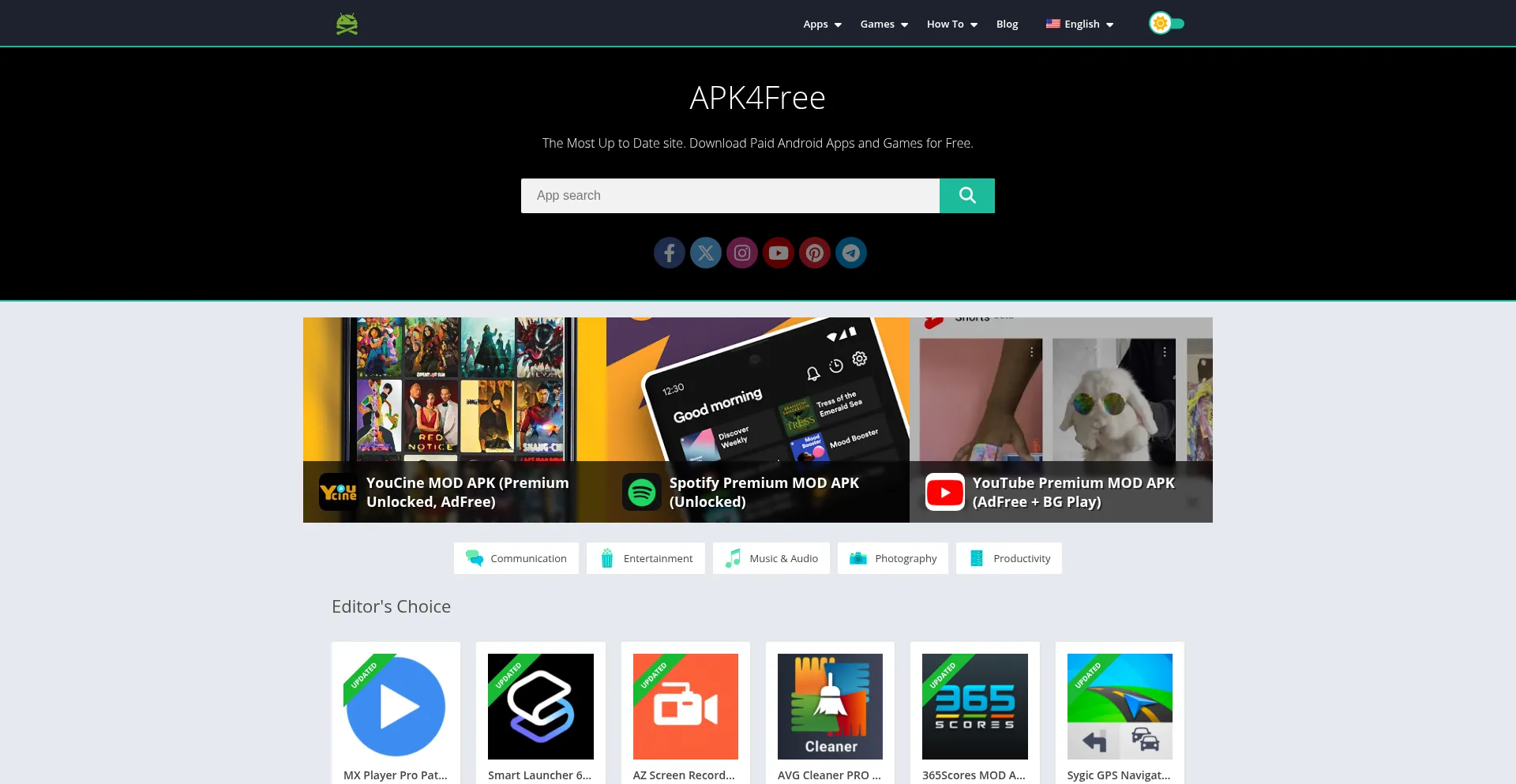 Website screenshot of Apk4free.net