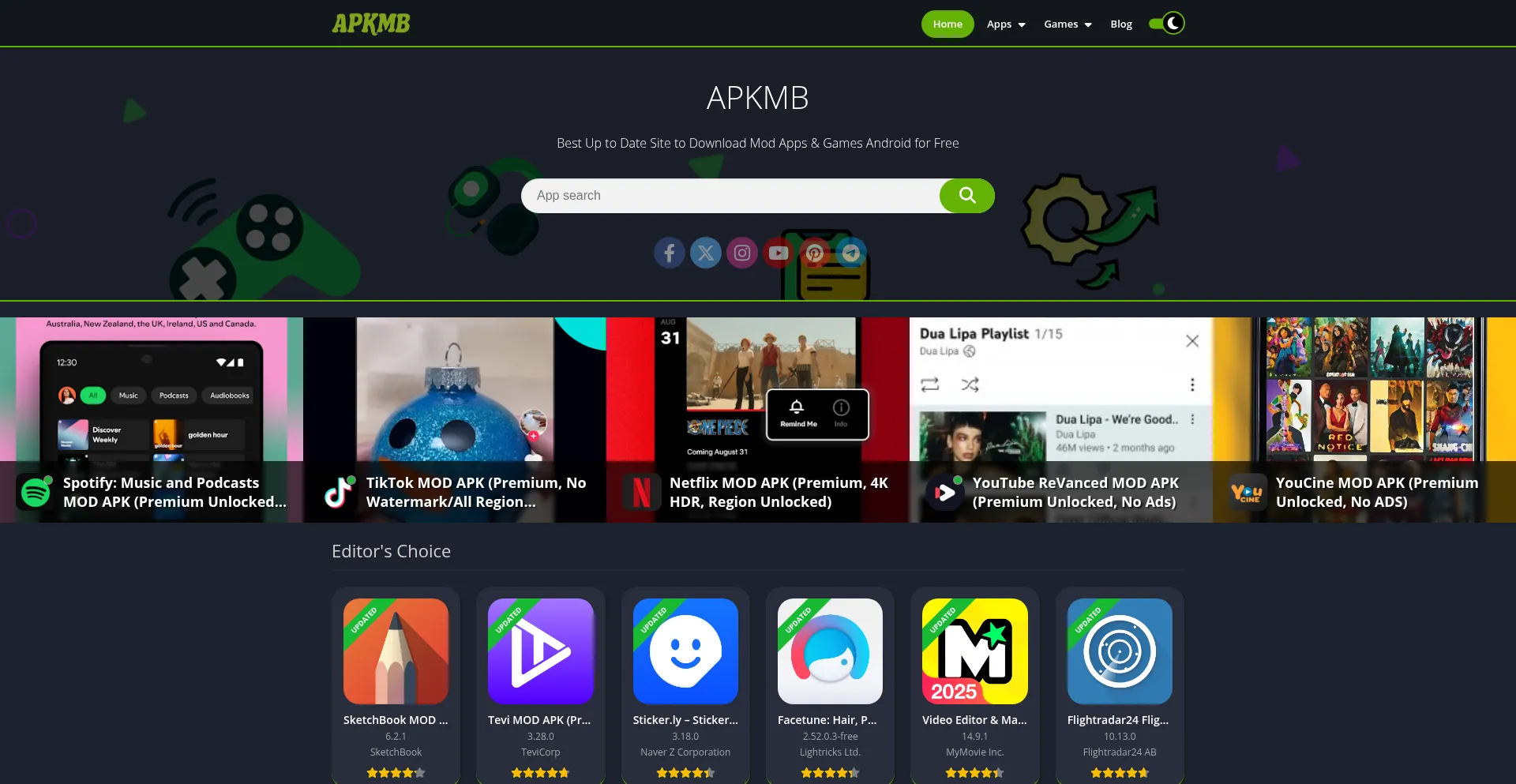 Website screenshot of Apkmb.com