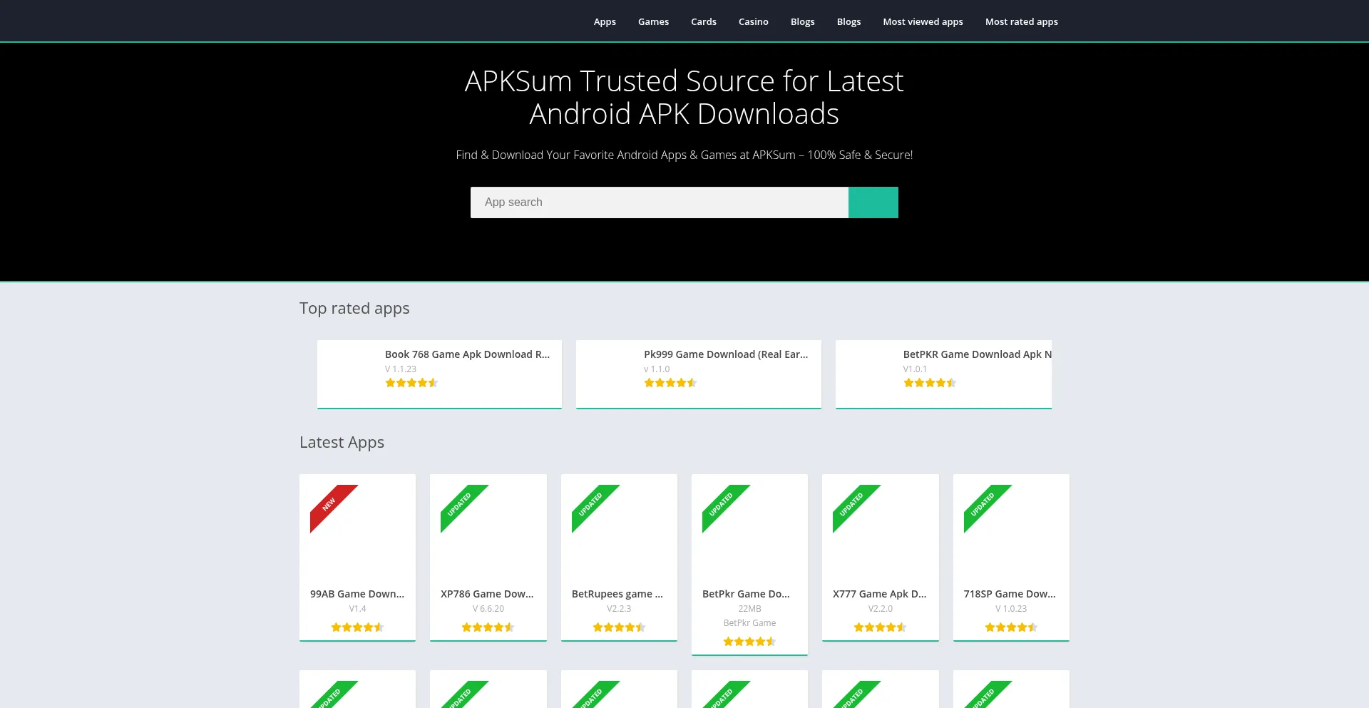 Website screenshot of Apksum.net