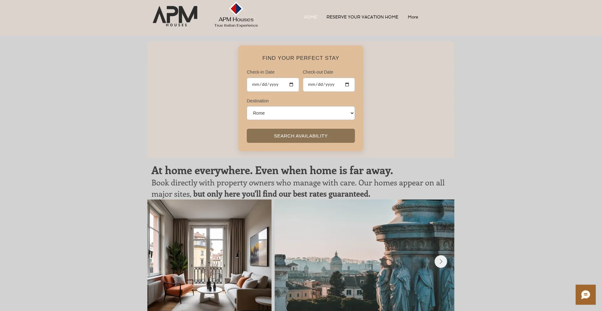 Website screenshot of Apmhouses.com