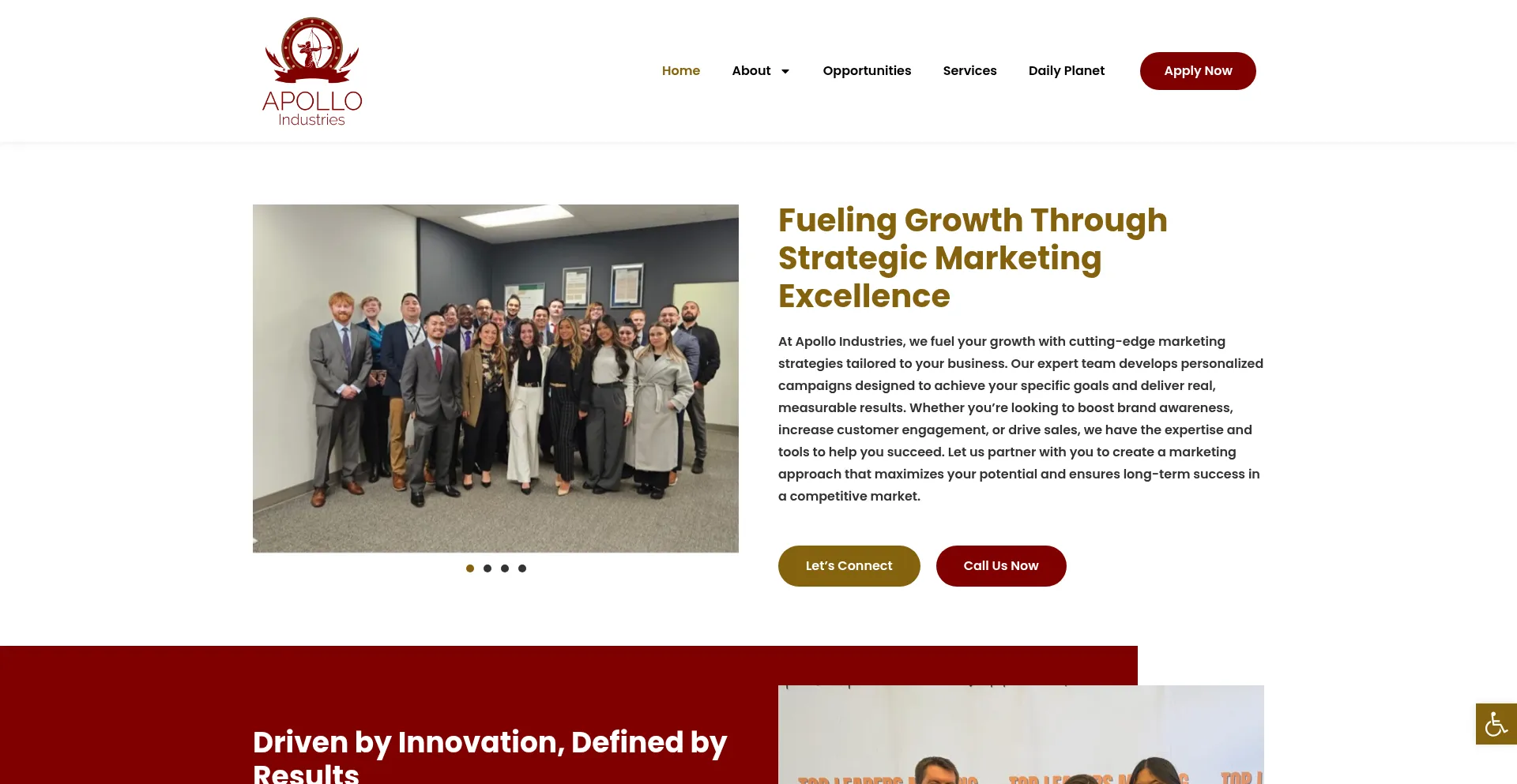 Website screenshot of Apollowa.com