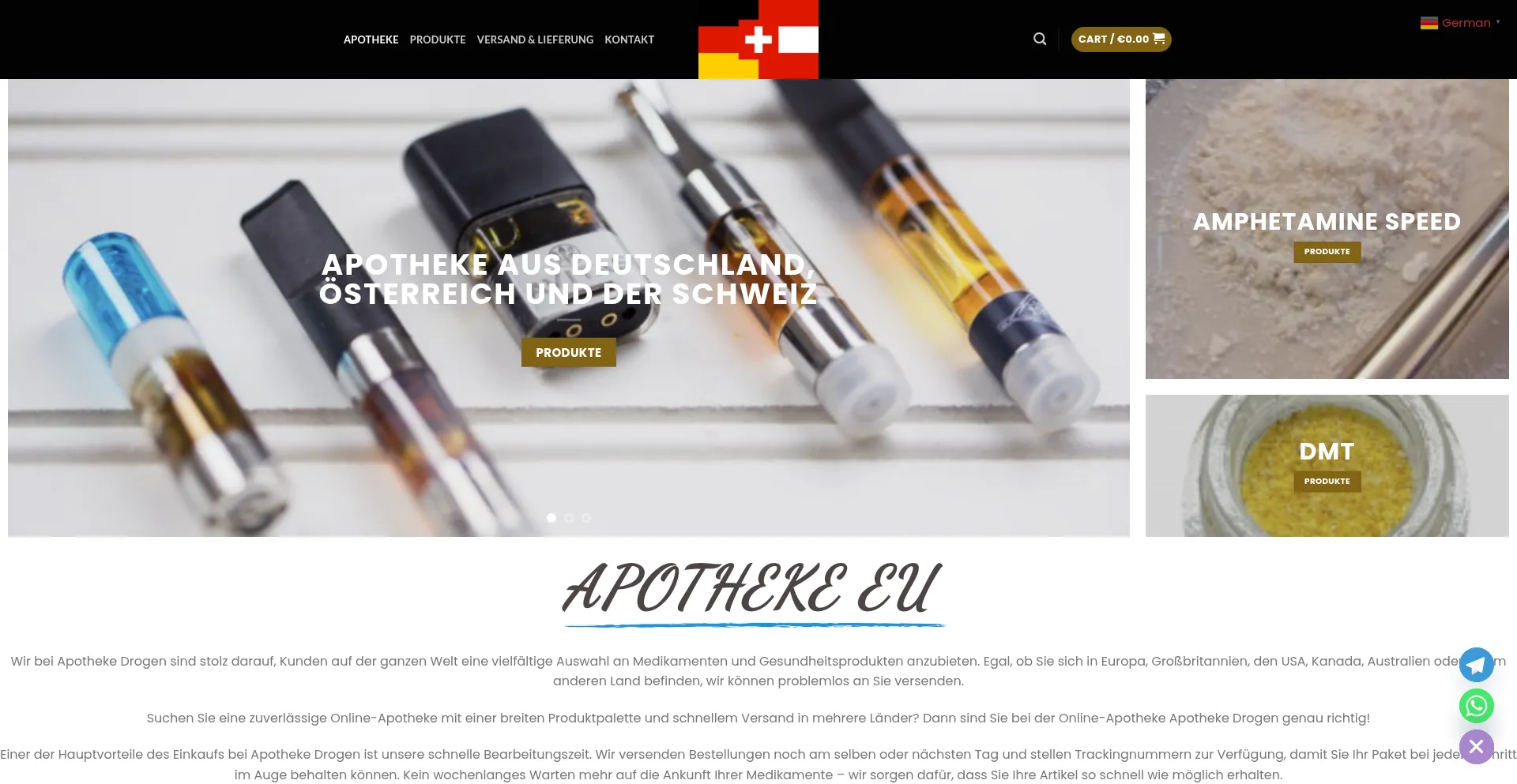 Website screenshot of Apothekedrogen.eu