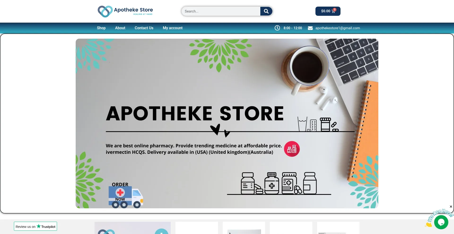 Website screenshot of Apothekestore.com