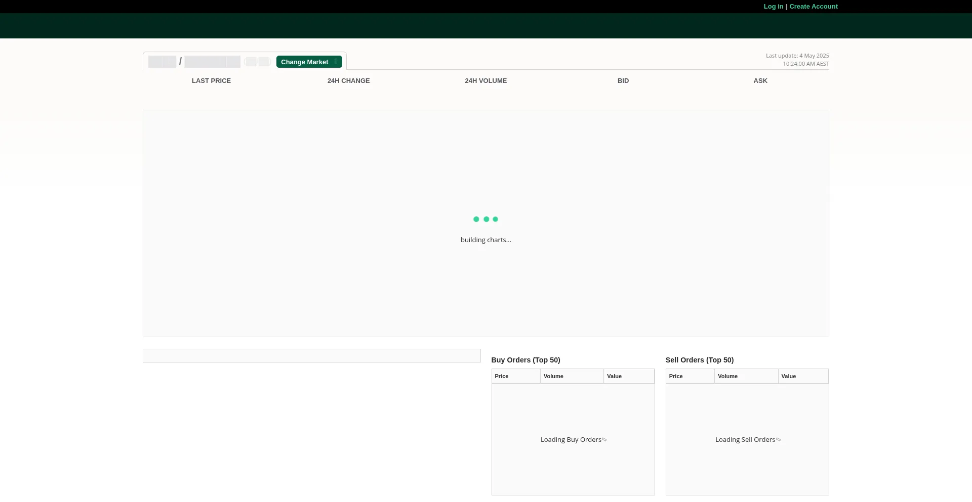 Website screenshot of App.btcmarkets.net
