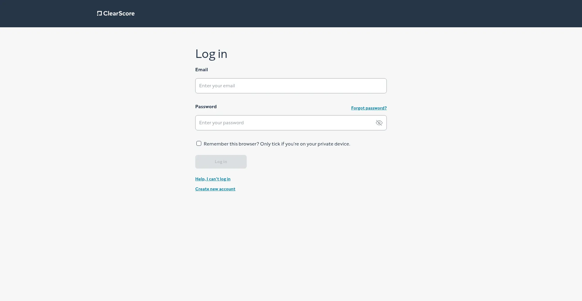 Website screenshot of App.clearscore.com