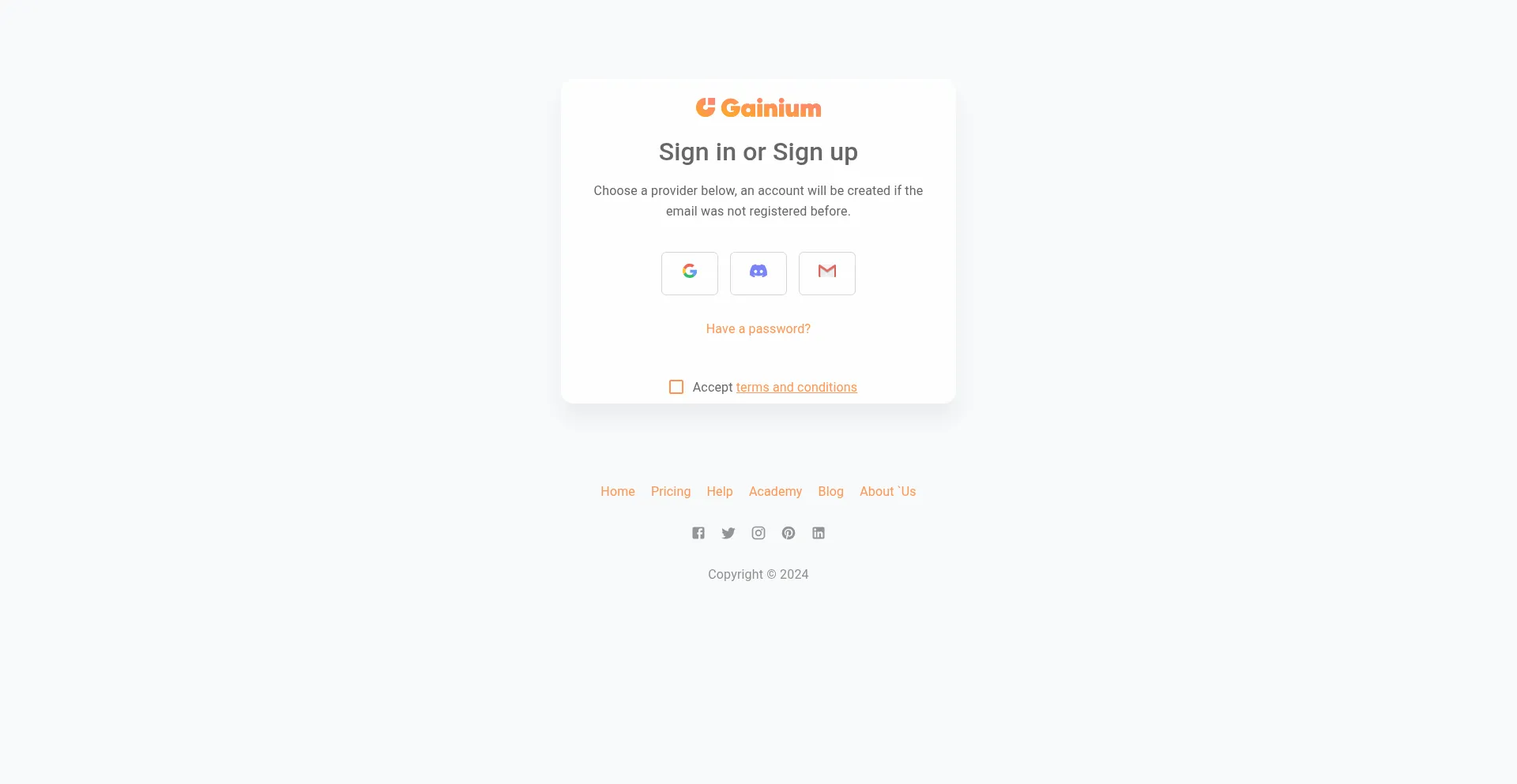 Website screenshot of App.gainium.io