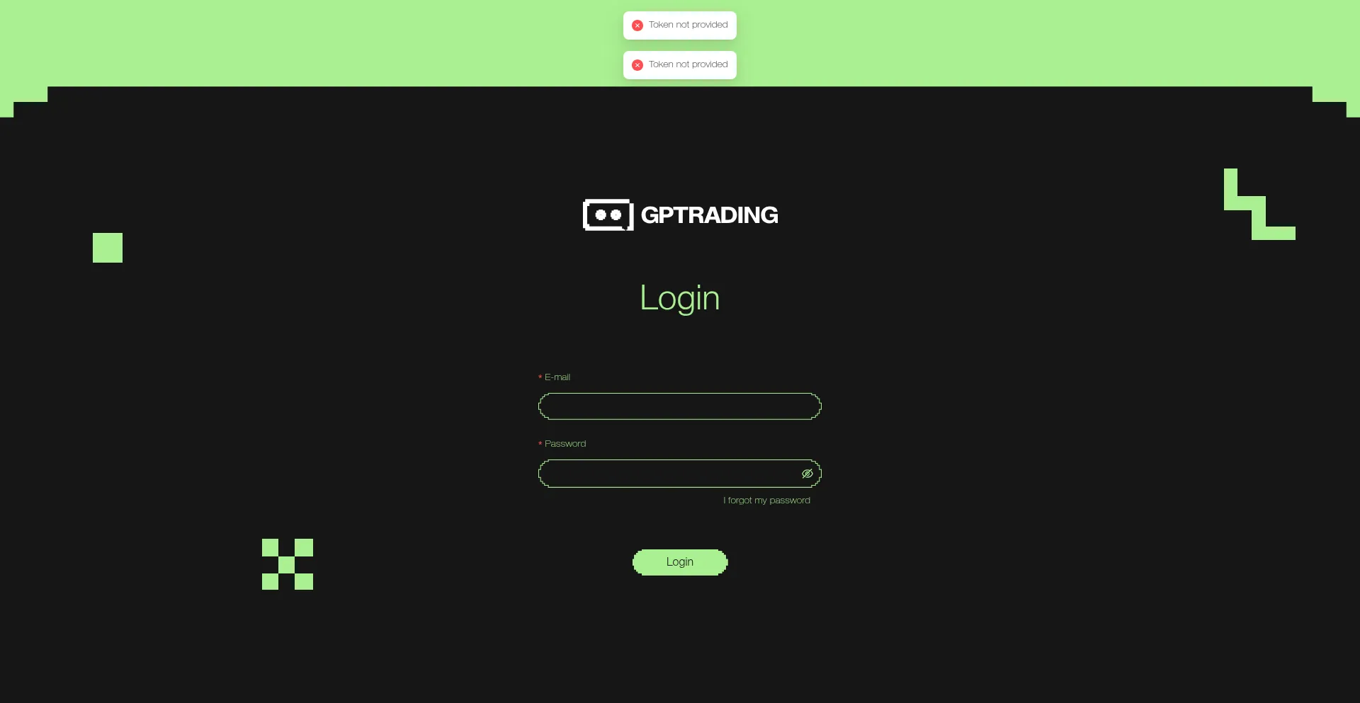 Website screenshot of App.gptrading.ai