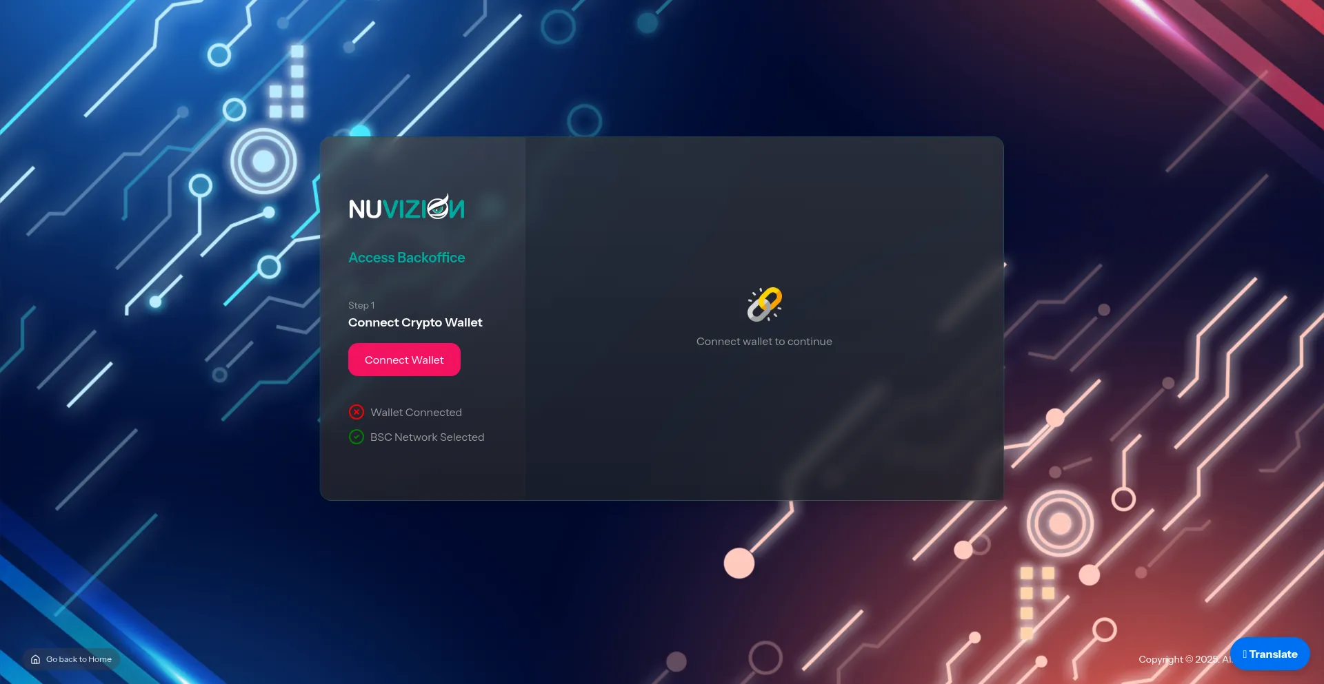 Website screenshot of App.nuvizion.io