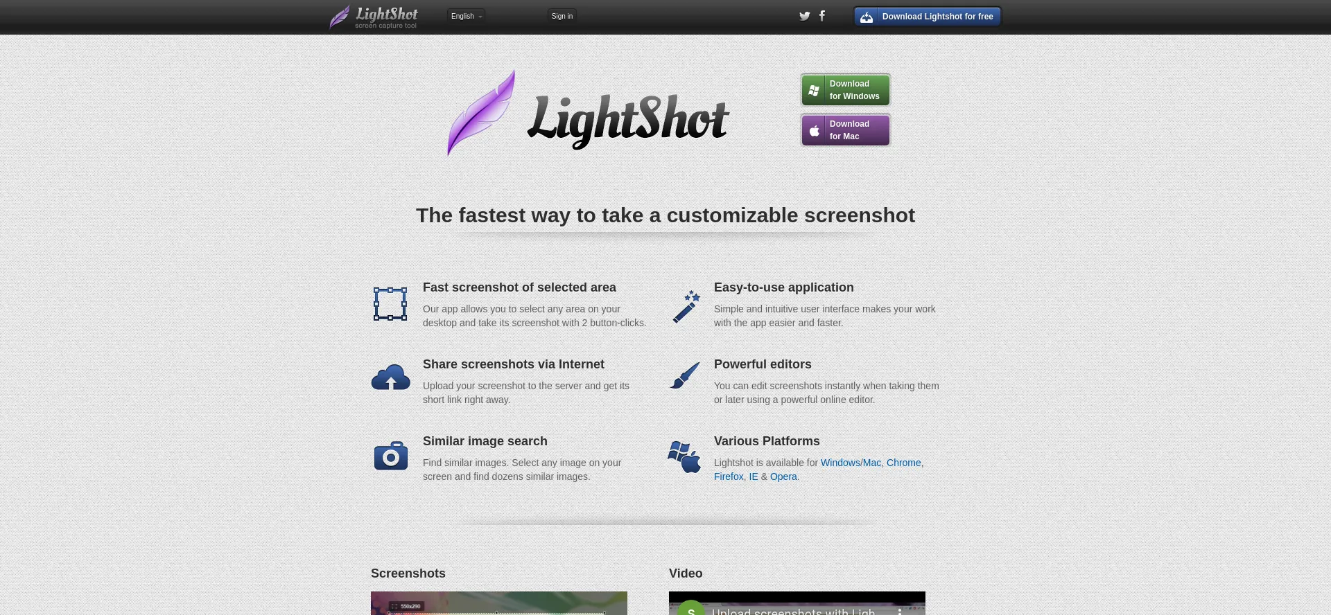 Website screenshot of App.prntscr.com