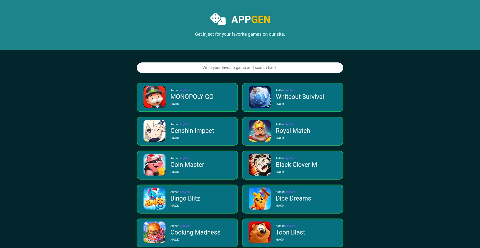Website screenshot of Appgen.pro